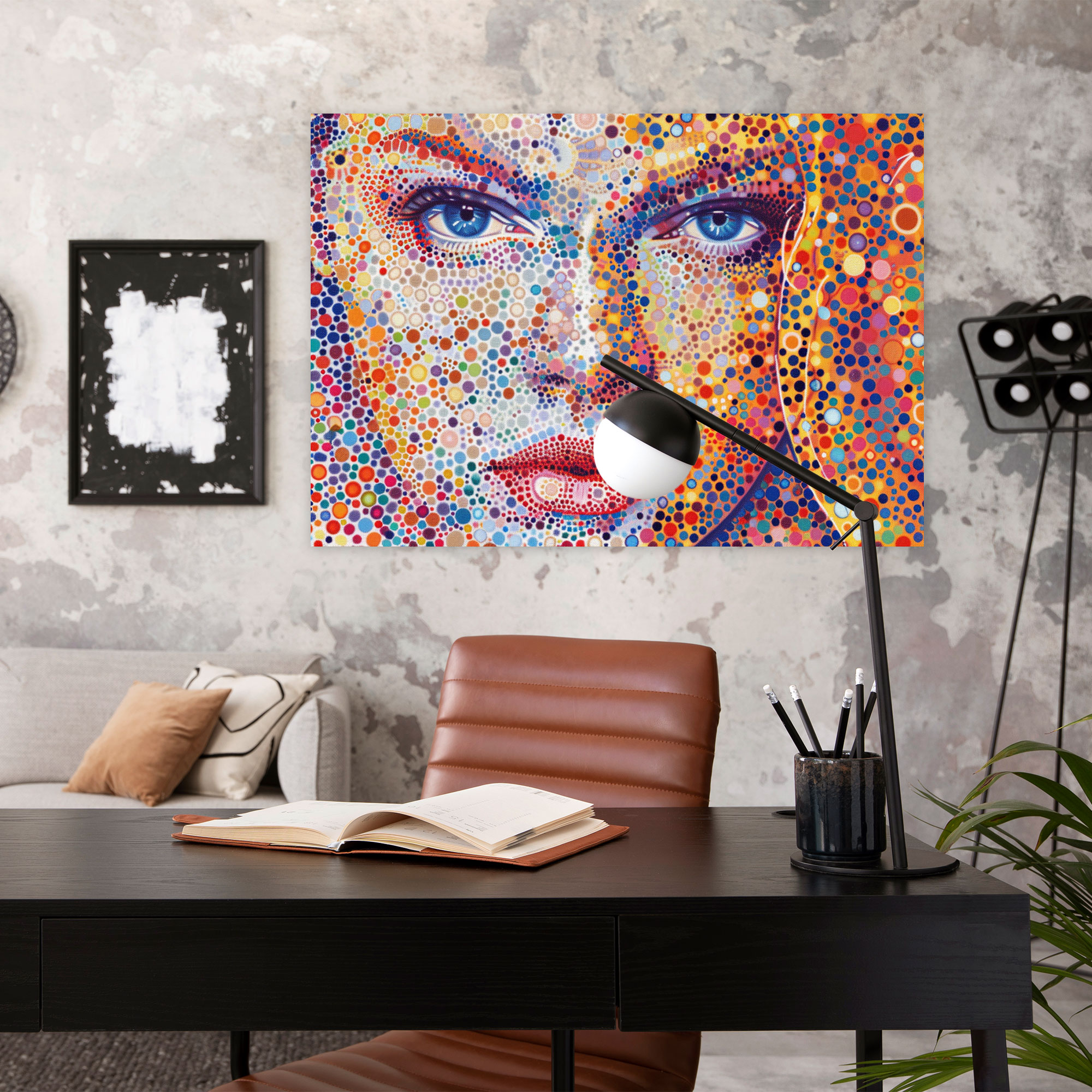 Pointillism Portrait Canvas Print - Pointillism, Wall Decoration, Pointillism, Canvas Wall Art