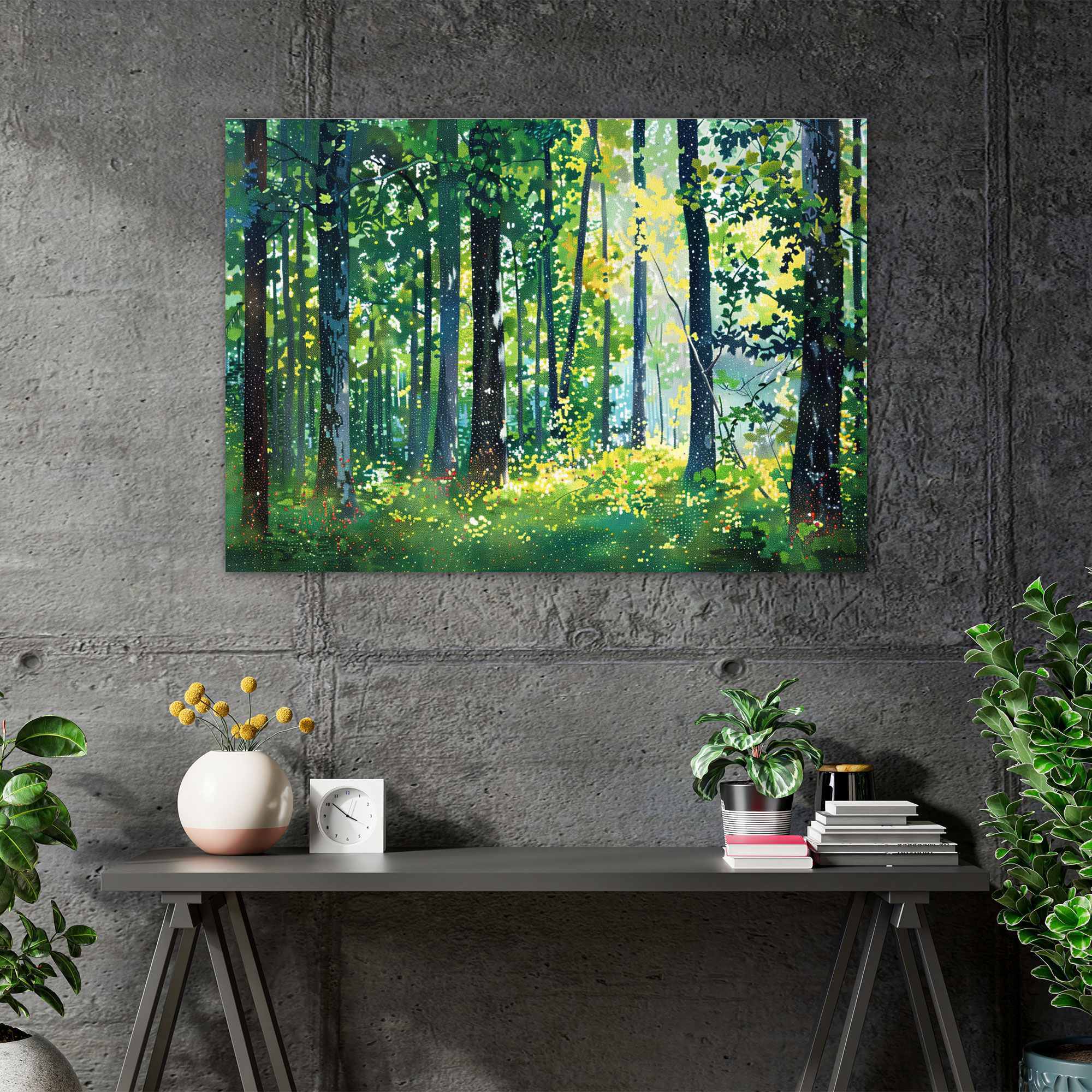 Pointillism Forest Canvas Print - Pointillism, Canvas, Home Decoration, Wall Decoration