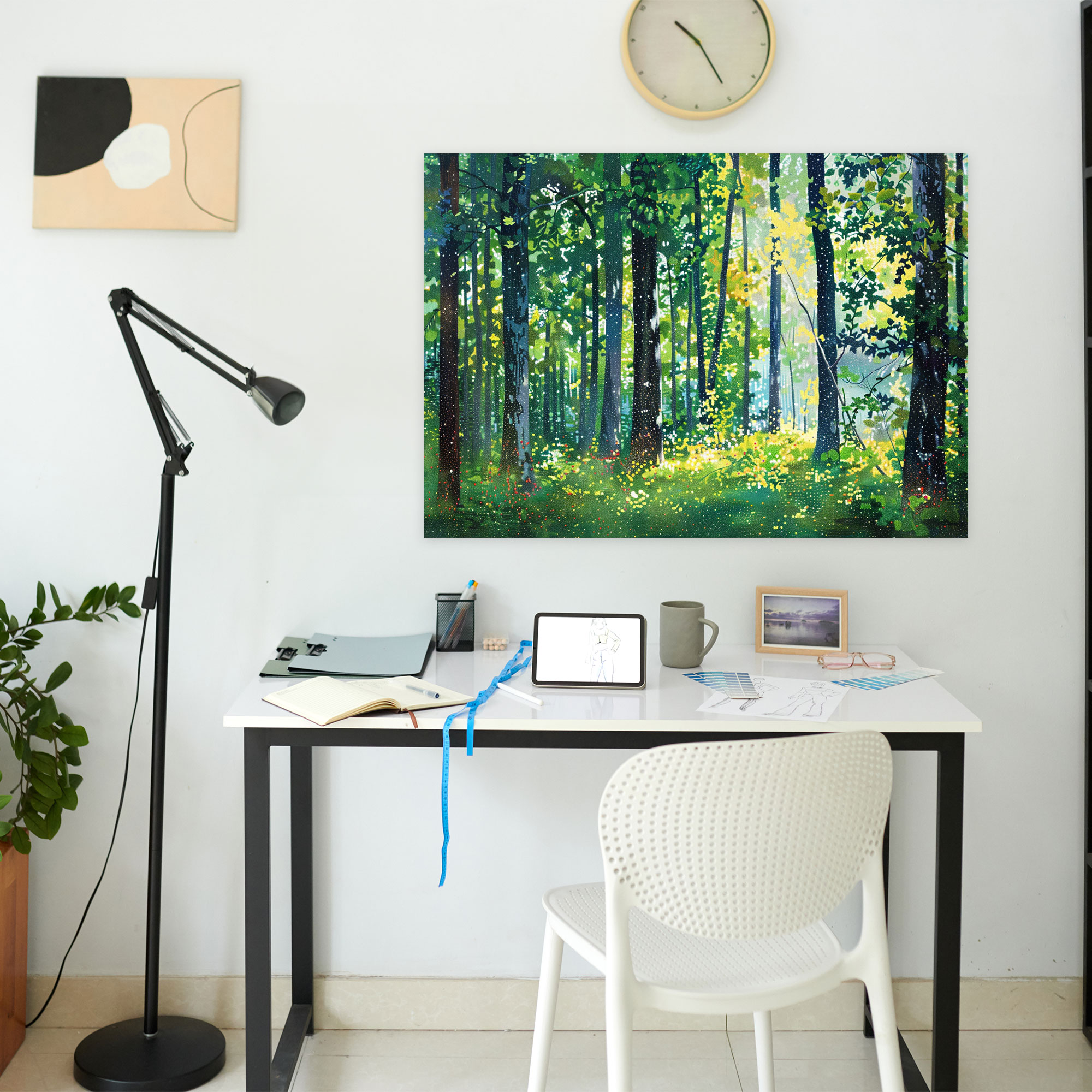 Pointillism Forest Canvas Print - Pointillism, Canvas, Home Decoration, Wall Decoration