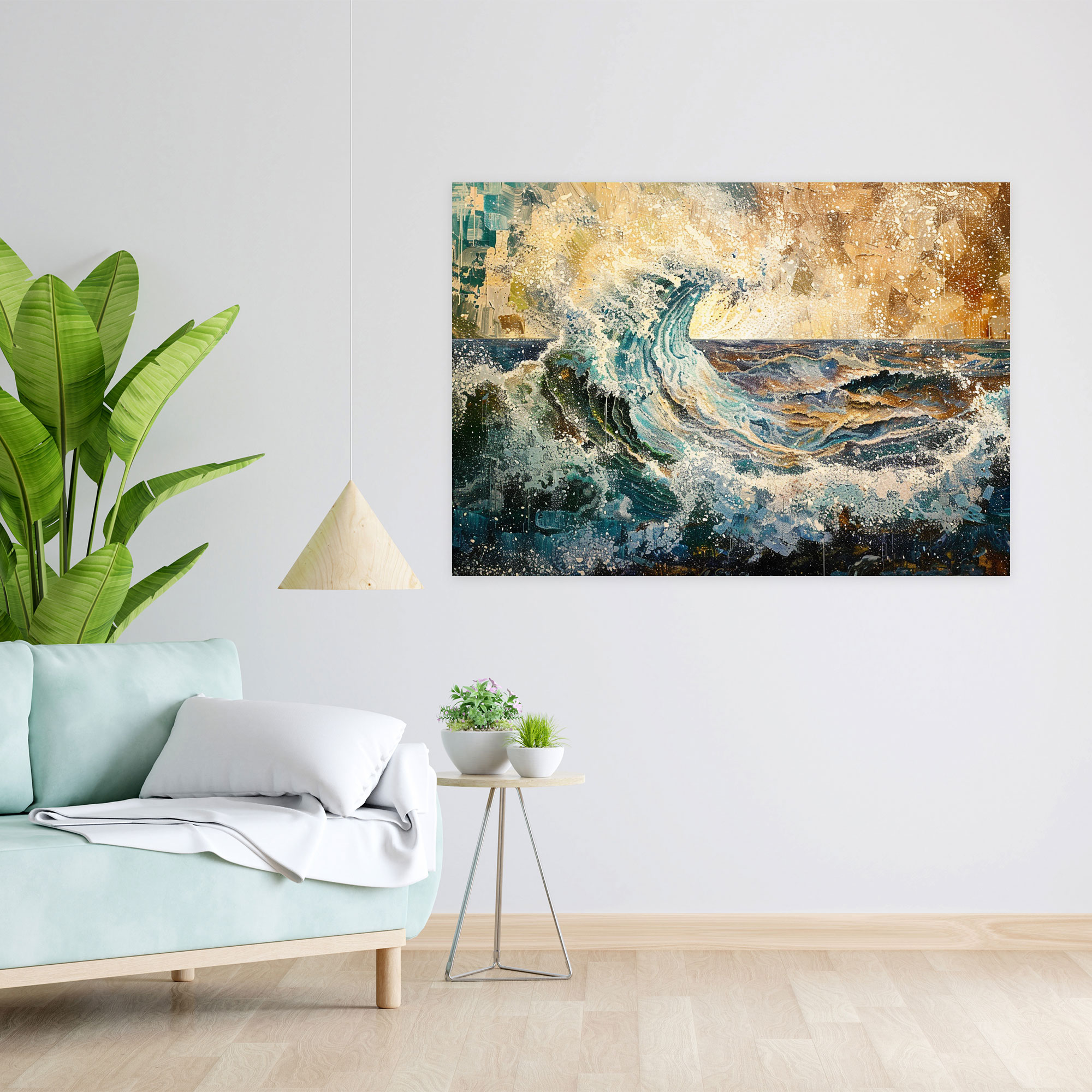 Crashing Waves Pointillism Canvas Print - Pointillism, Wall Decoration, Canvas Wall Art, Pointillism