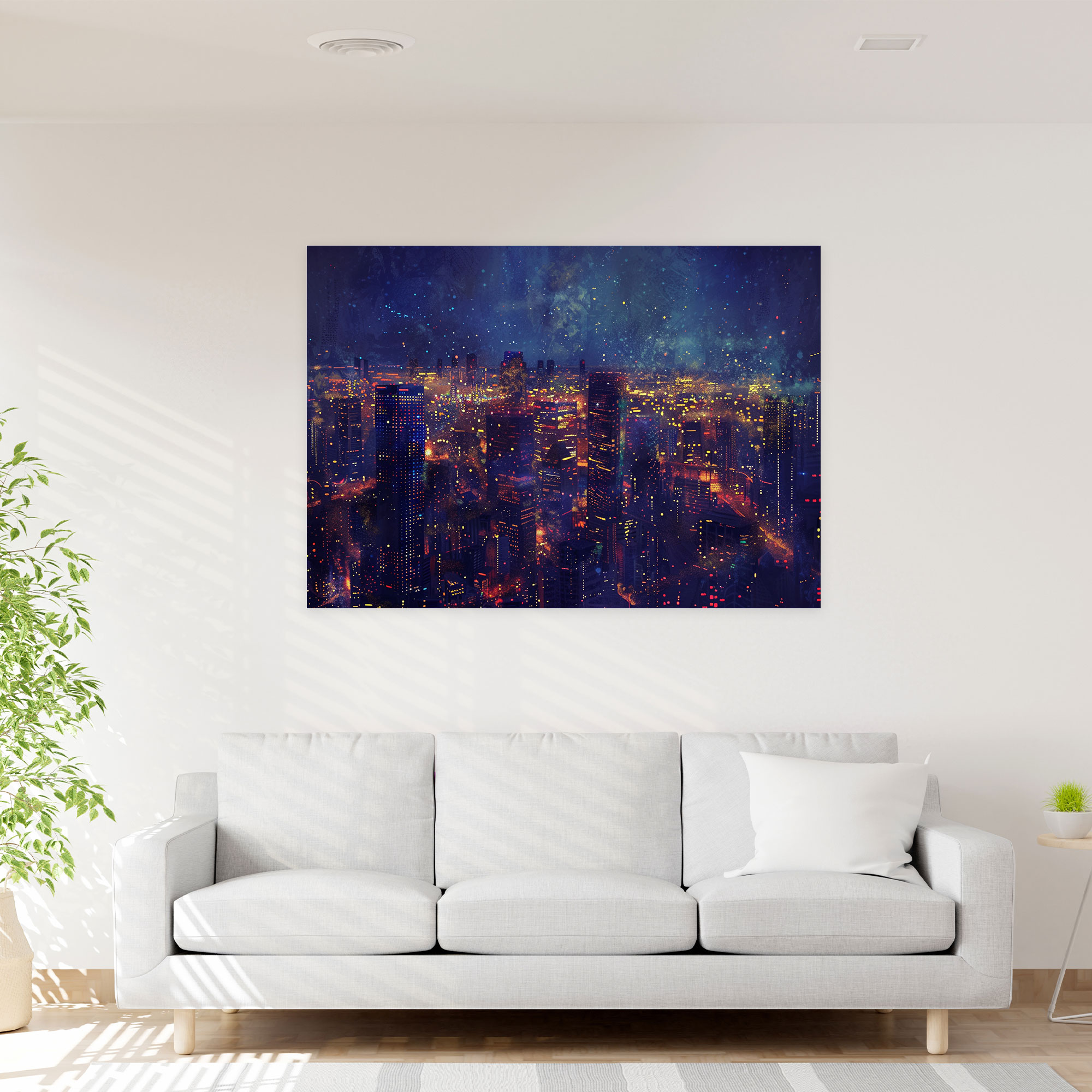 City Night Lights Pointillism Wall Art - Pointillism, Pointillism, Home Decoration, Wall Decoration