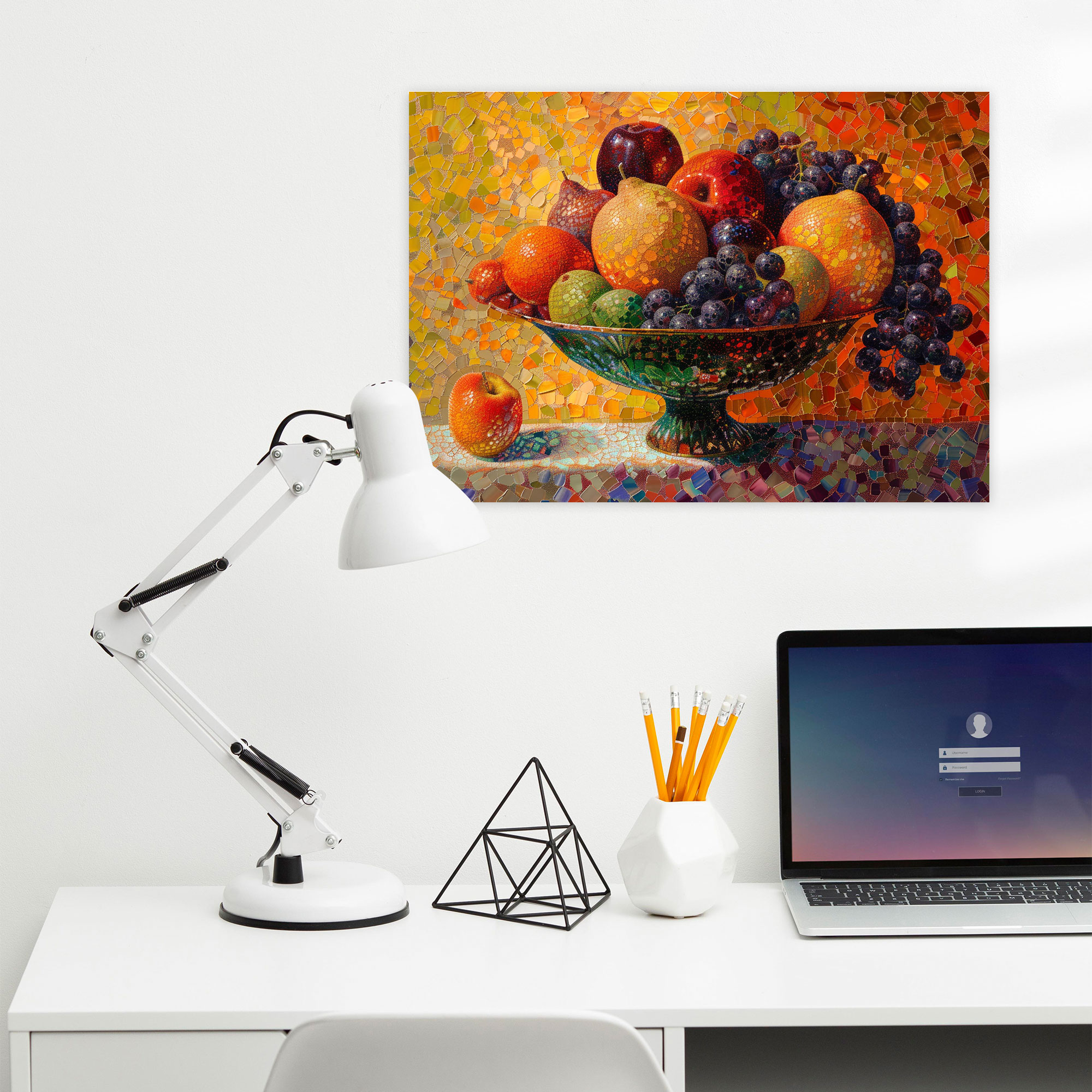 Fruit Bowl Still Life Pointillism Canvas Print - Pointillism, Wall Decoration, Wall Art, Home Decoration