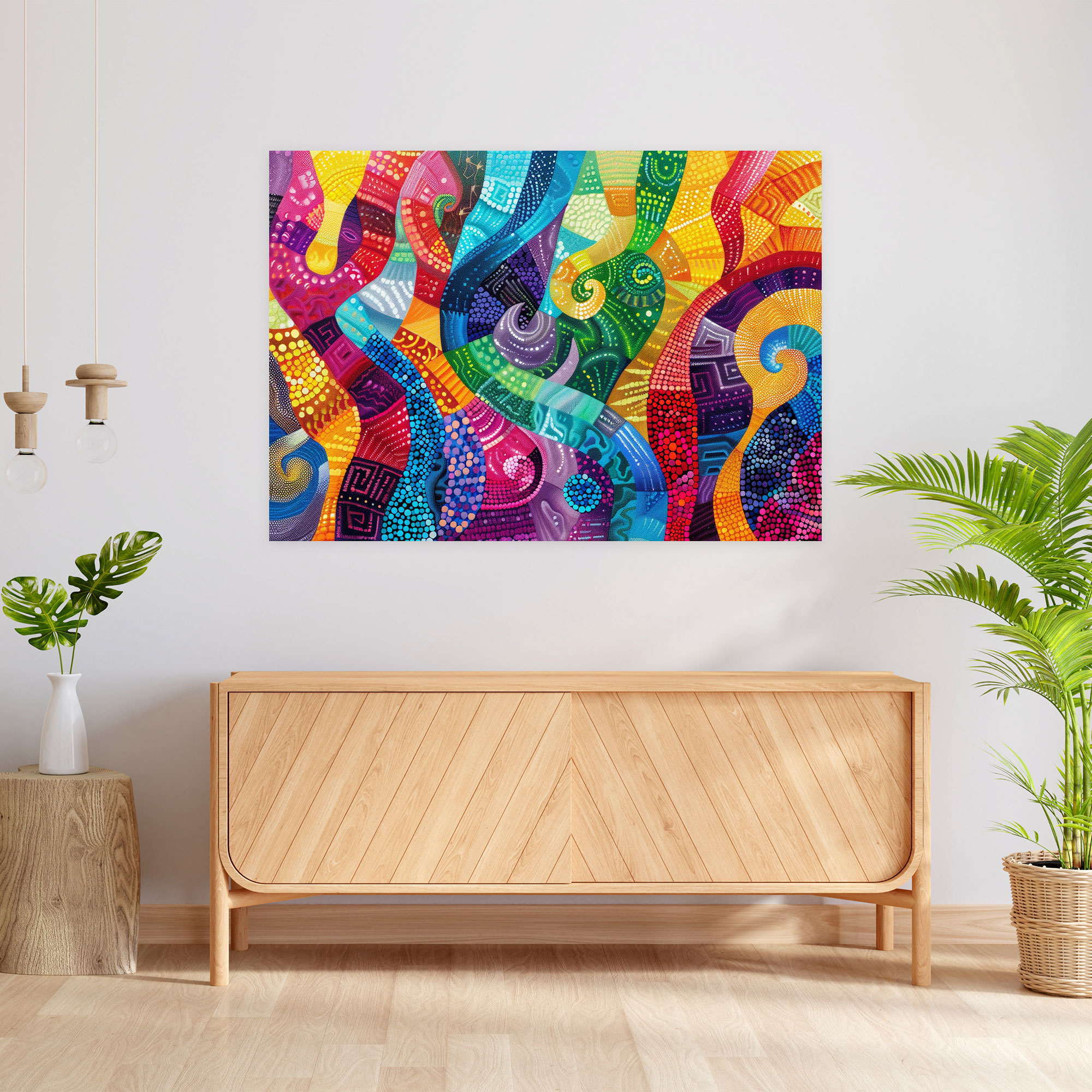 Abstract Geometric Pointillism Wall Art - Pointillism, Canvas, Wall Decoration, Wall Art