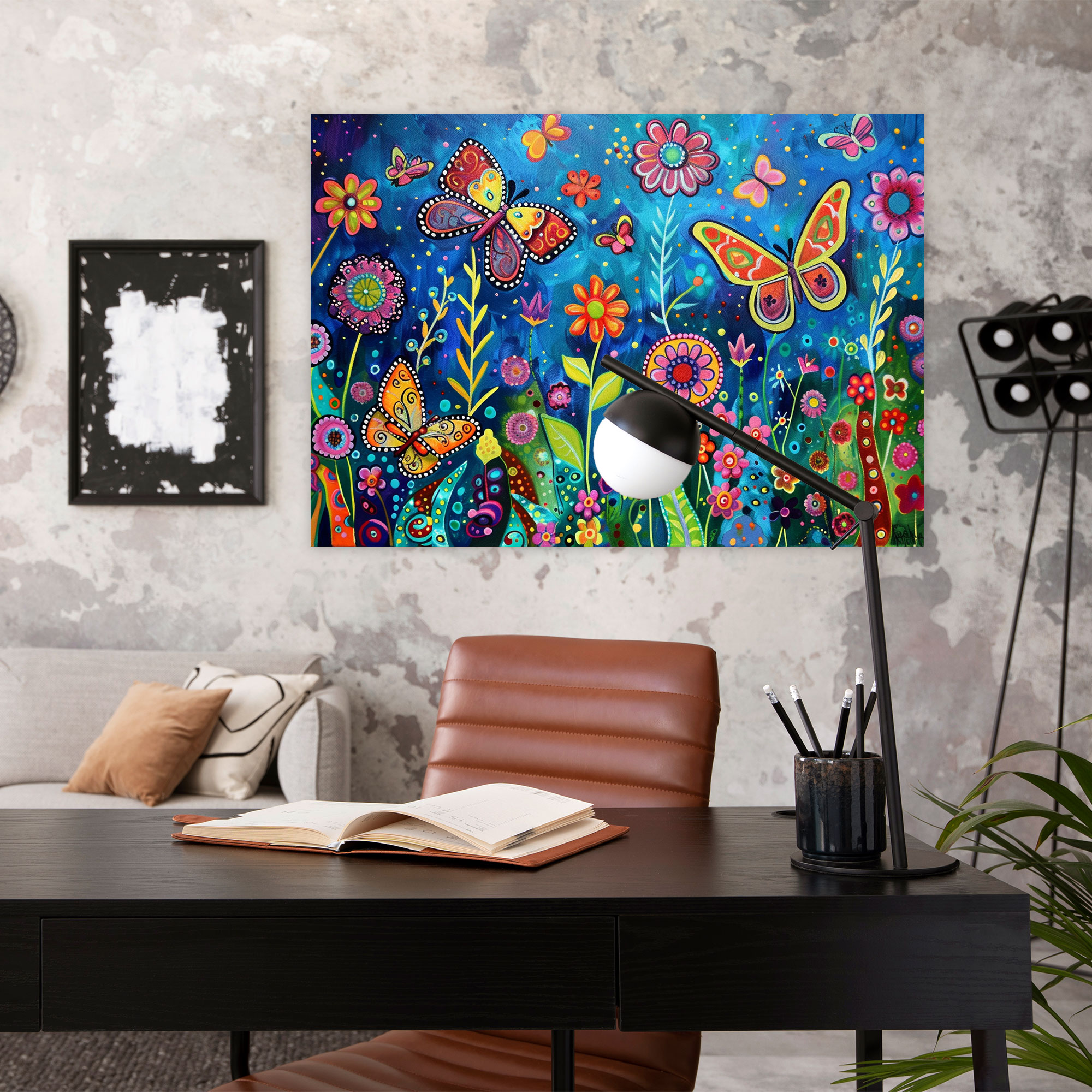 Whimsical Garden Pointillism Wall Art - Pointillism, Wall Decoration, Pointillism, Canvas Print