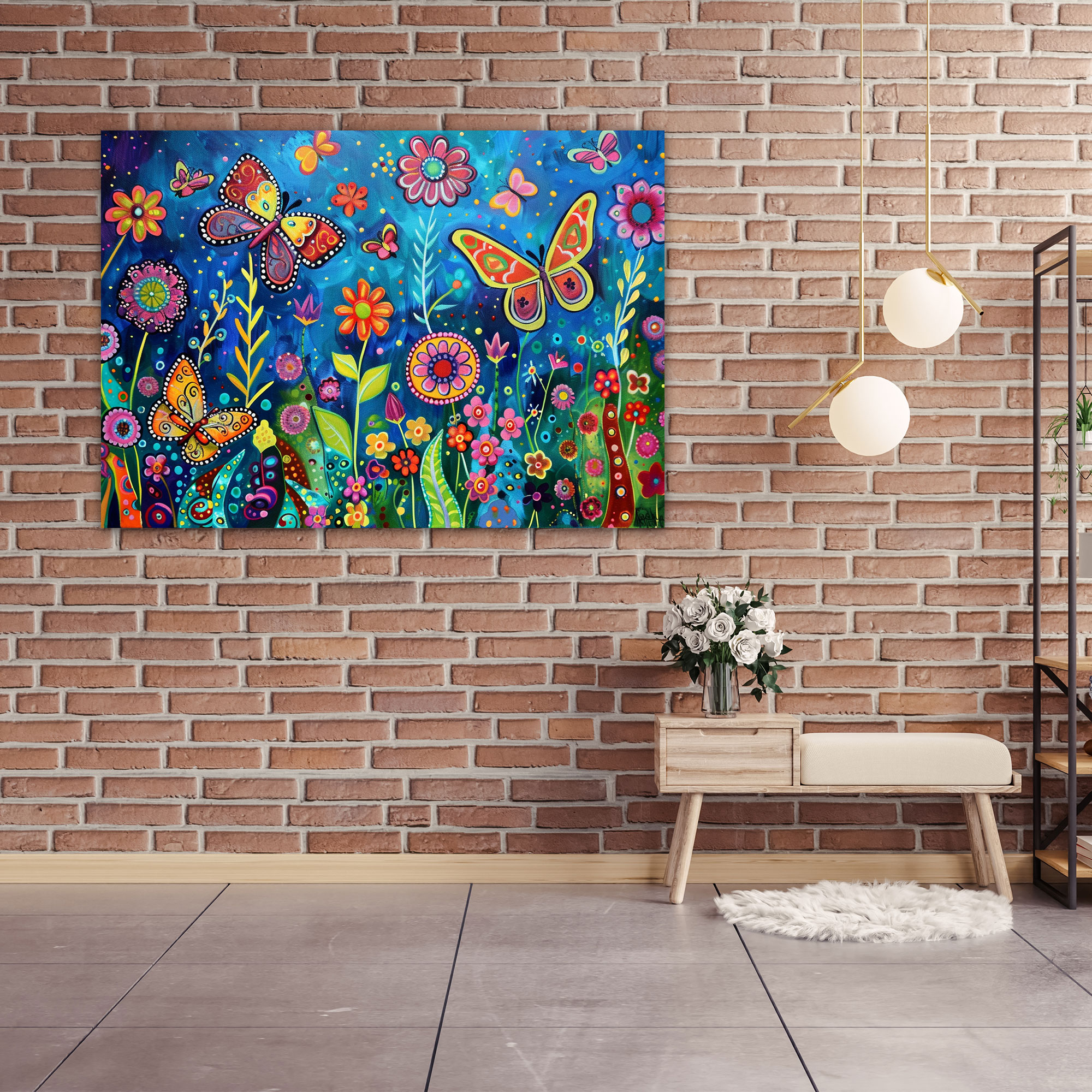 Whimsical Garden Pointillism Wall Art - Pointillism, Wall Decoration, Pointillism, Canvas Print