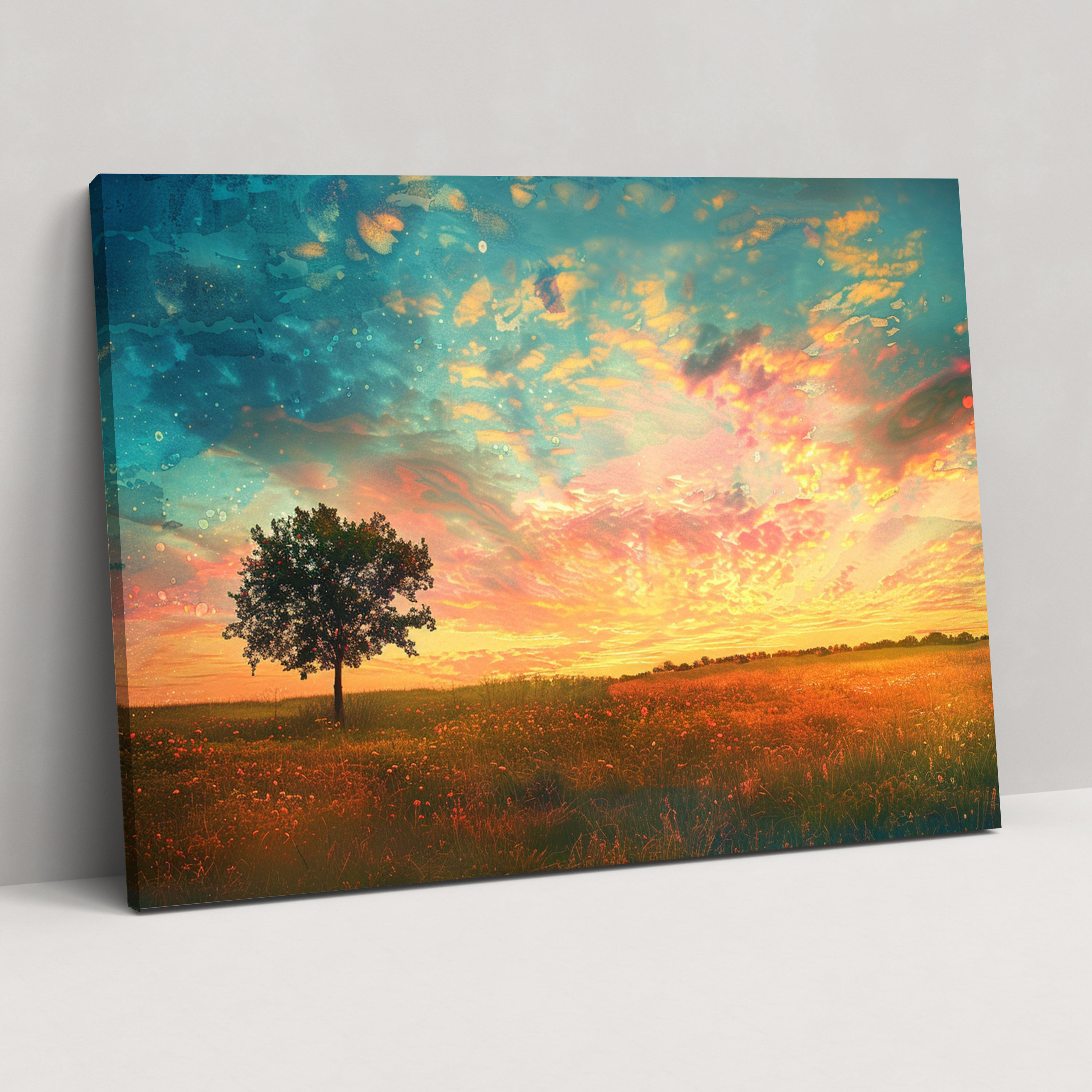 Colorful Meadow Canvas Print - Pointillism, Home Decoration, Canvas, Pointillism
