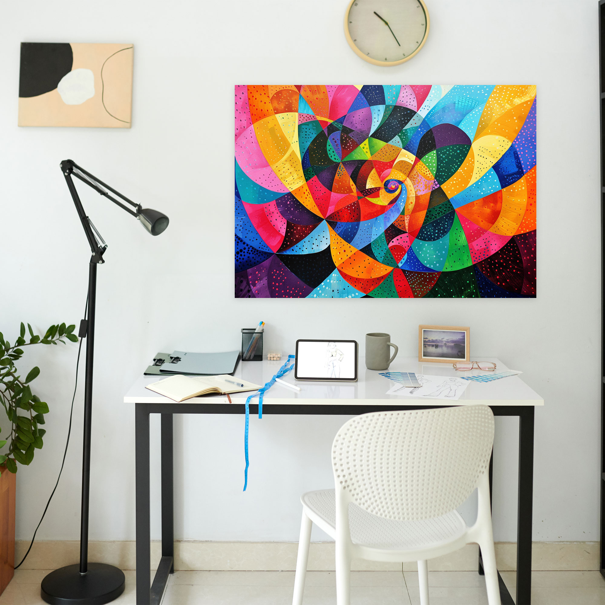 Vibrant Geometric Canvas Wall Art - Pointillism, Canvas Print, Canvas, Home Decoration
