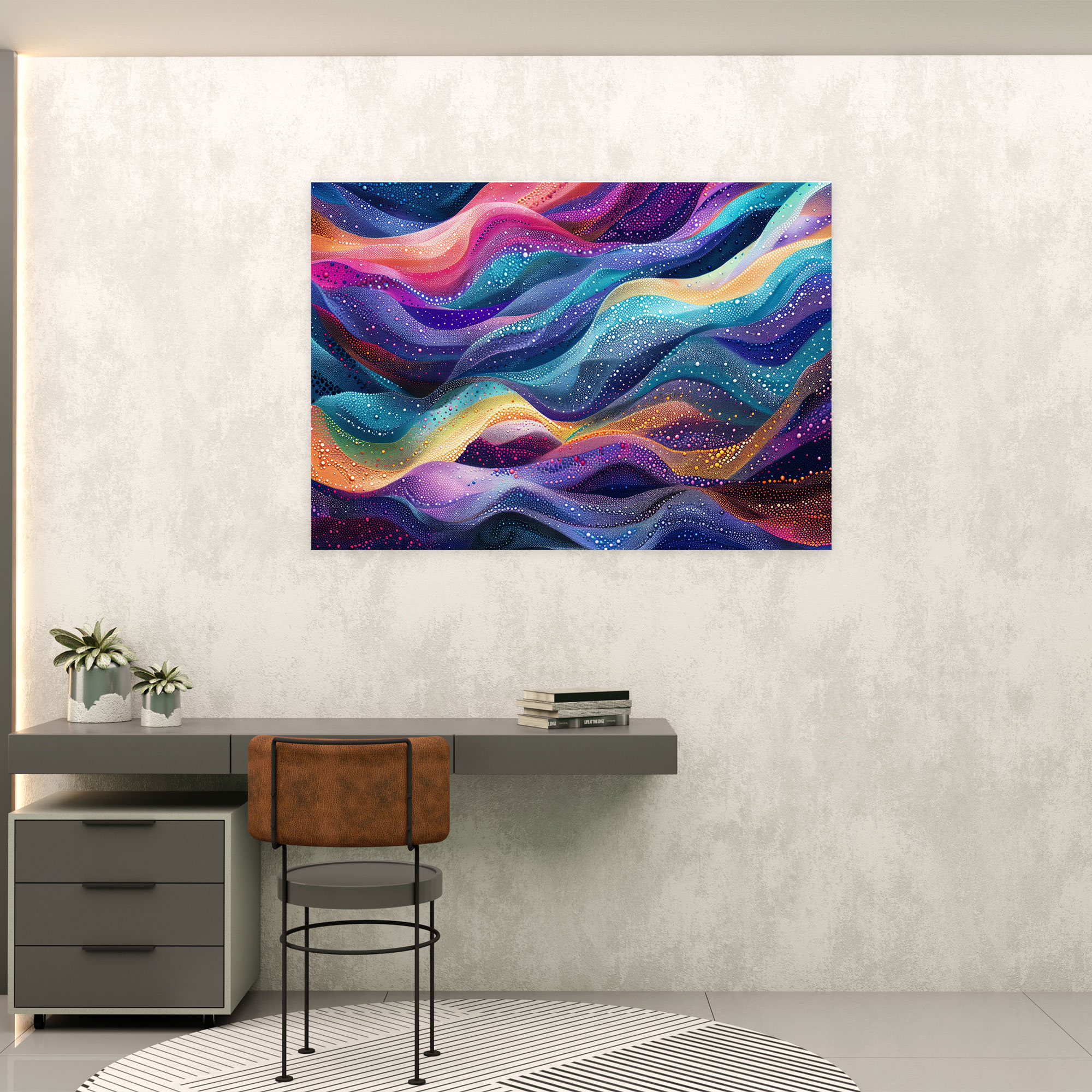 Abstract Ocean Waves Canvas Wall Decoration - Pointillism, Pointillism, Canvas, Canvas Print