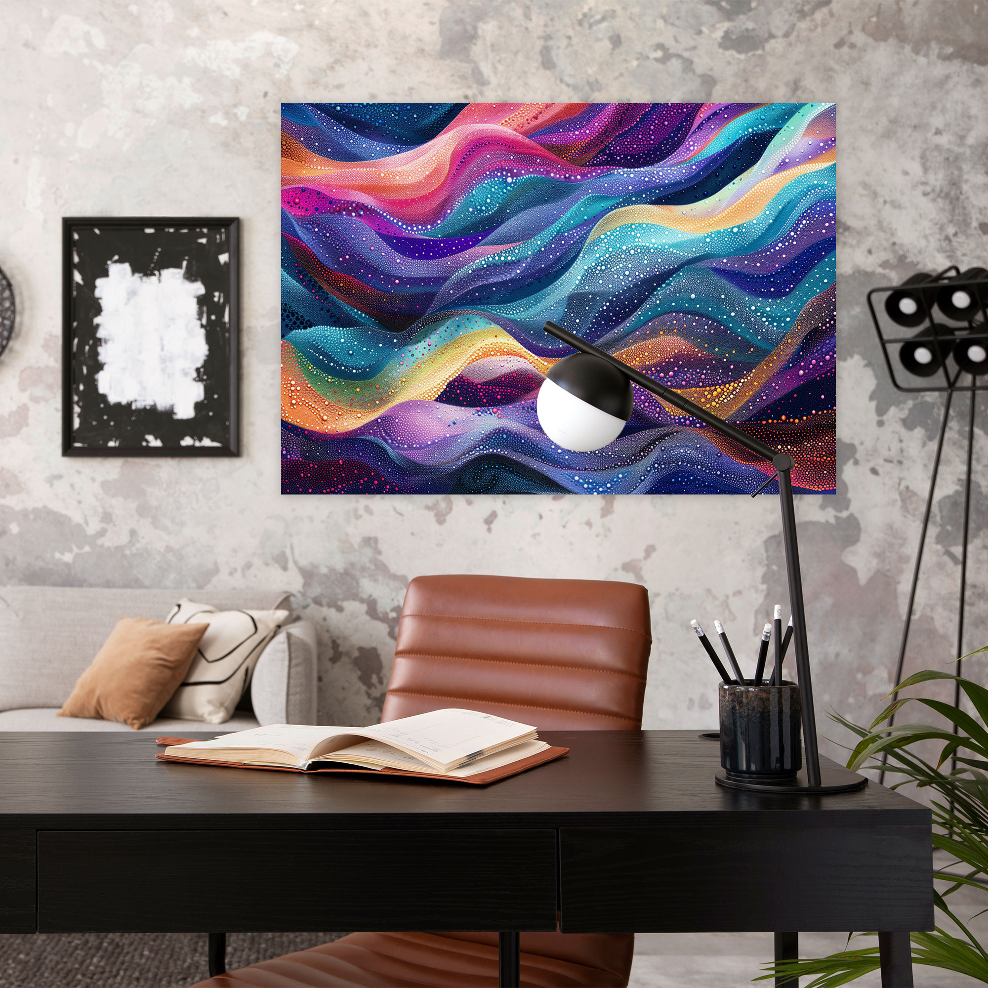 Abstract Ocean Waves Canvas Wall Decoration - Pointillism, Pointillism, Canvas, Canvas Print