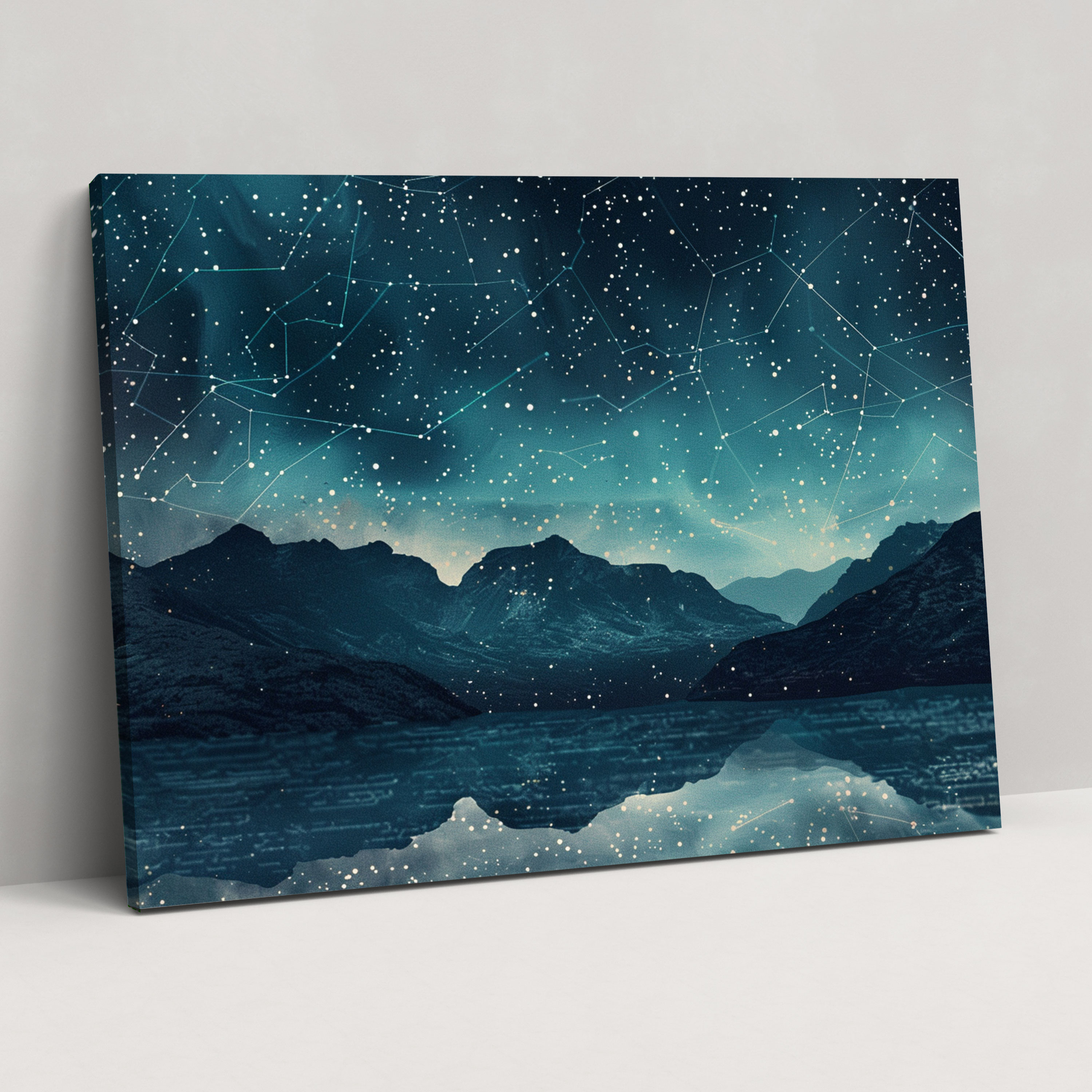 Starry Night Sky Canvas Print - Pointillism, Canvas Print, Home Decoration, Wall Art
