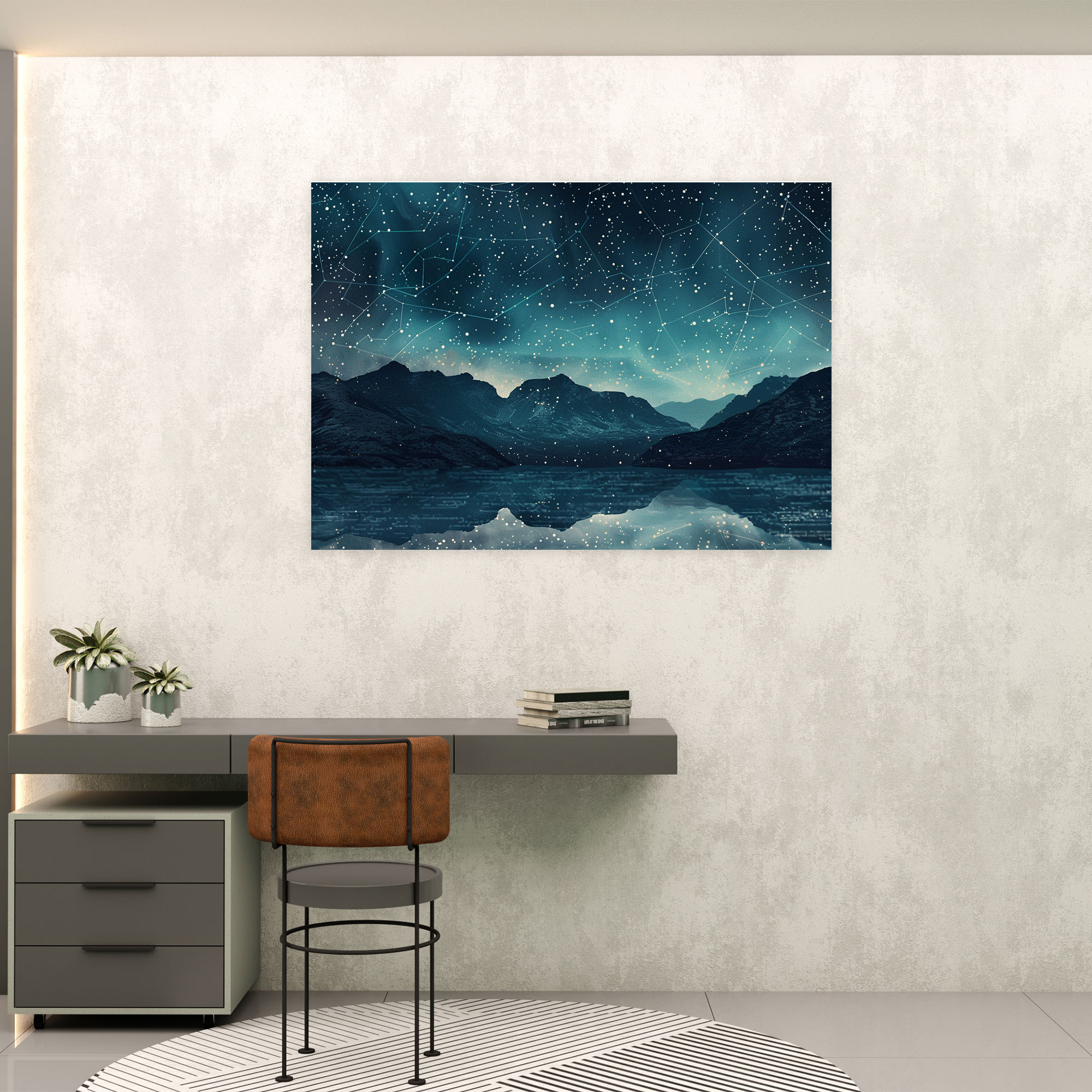 Starry Night Sky Canvas Print - Pointillism, Canvas Print, Home Decoration, Wall Art