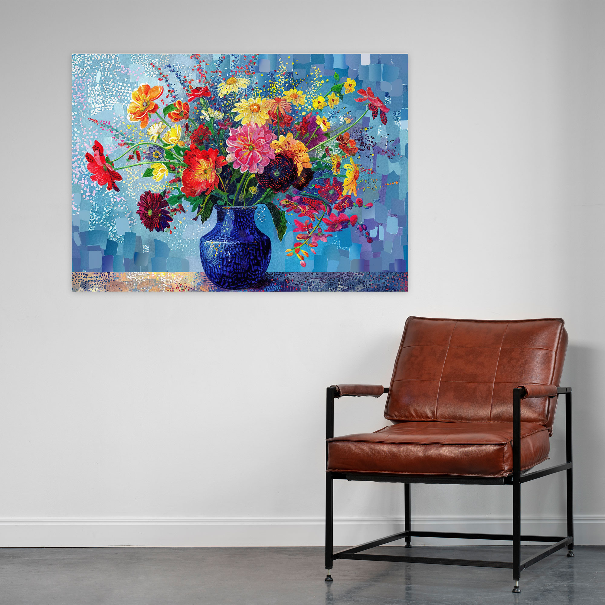 Pointillism Floral Canvas Print - Pointillism, Vibrant, Floral, Colorful