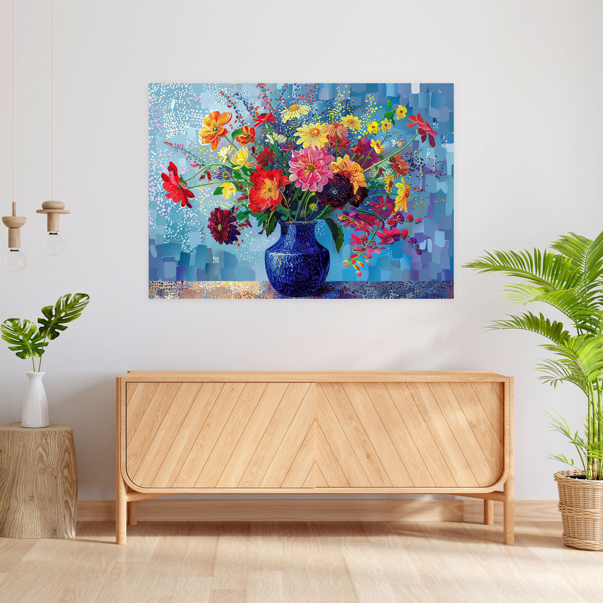 Pointillism Floral Canvas Print - Pointillism, Vibrant, Floral, Colorful