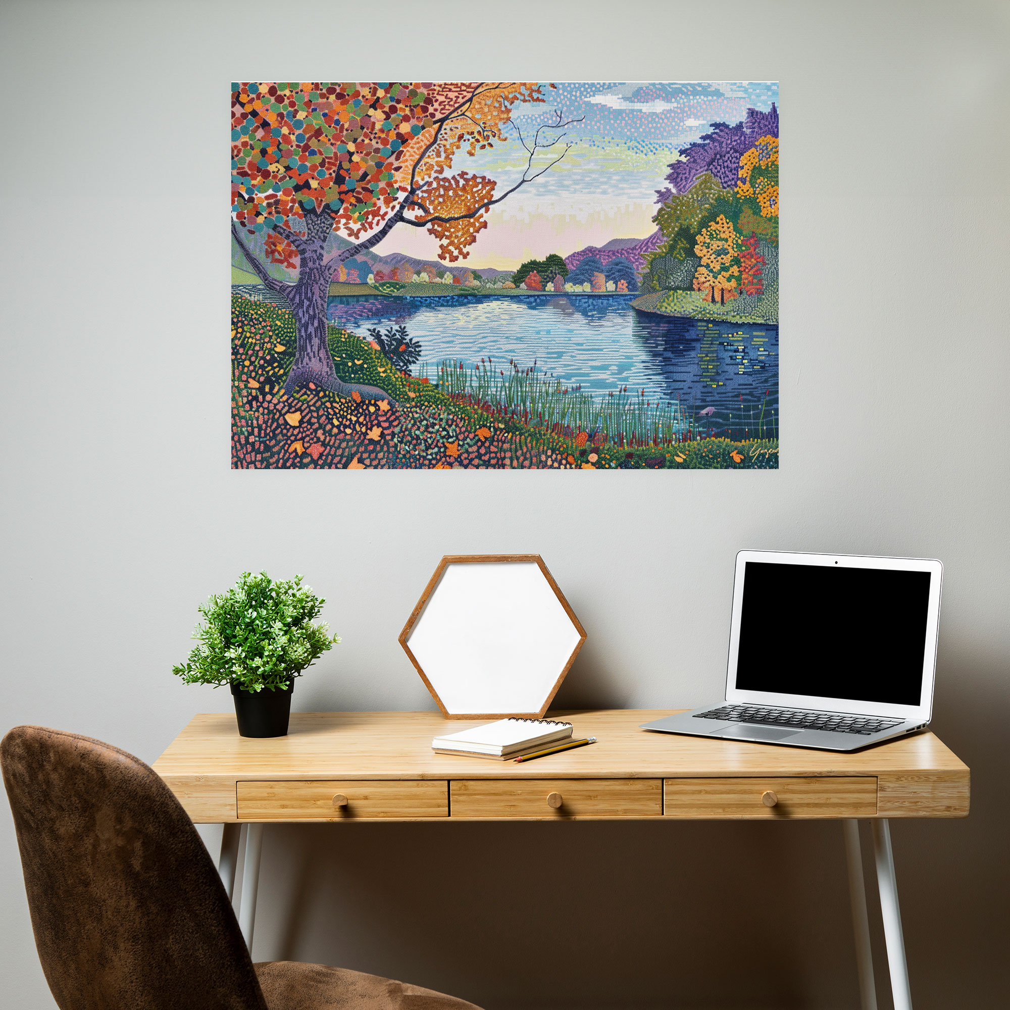 Pointillism Landscape Wall Art - Pointillism, Pointillism, Peaceful, Landscape