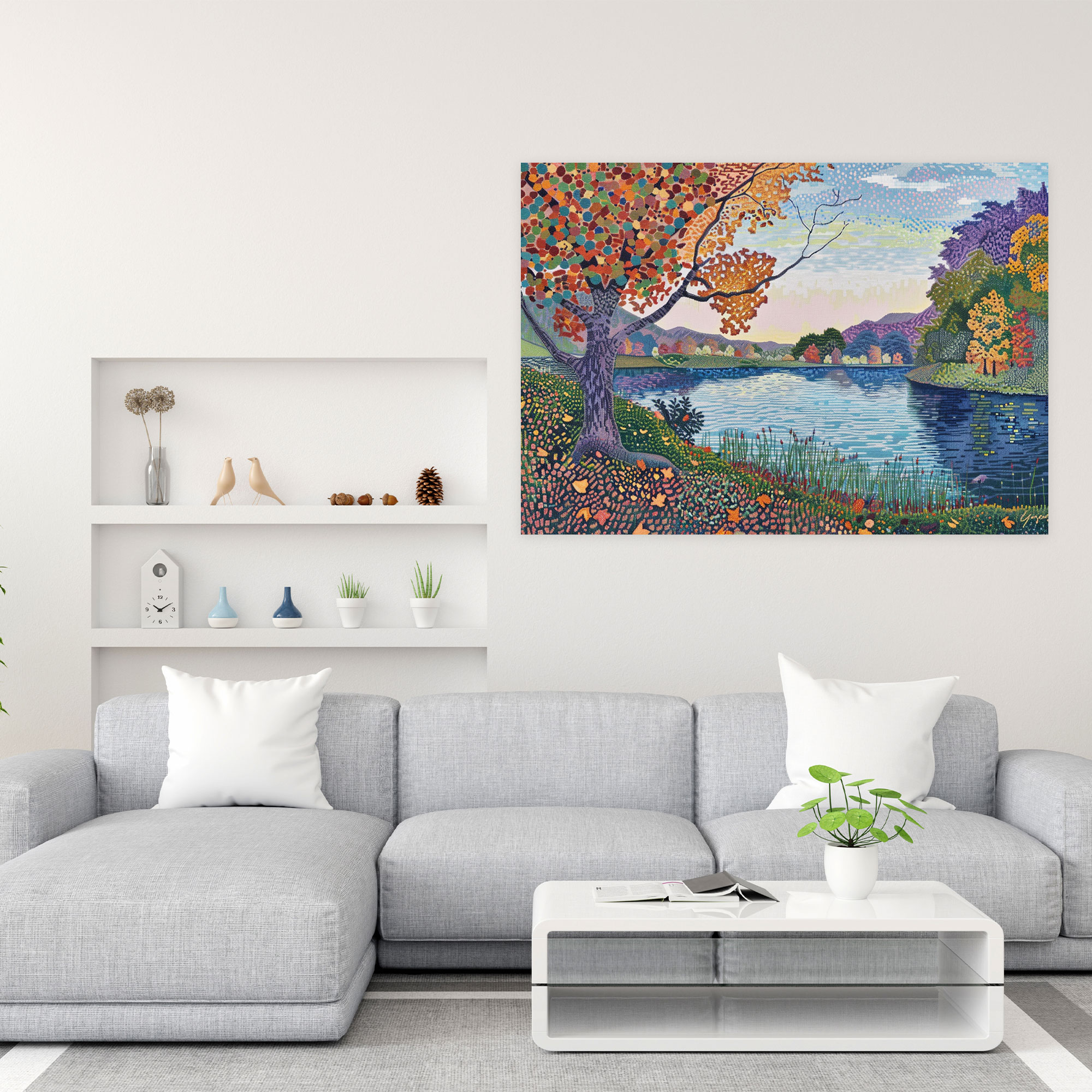 Pointillism Landscape Wall Art - Pointillism, Pointillism, Peaceful, Landscape
