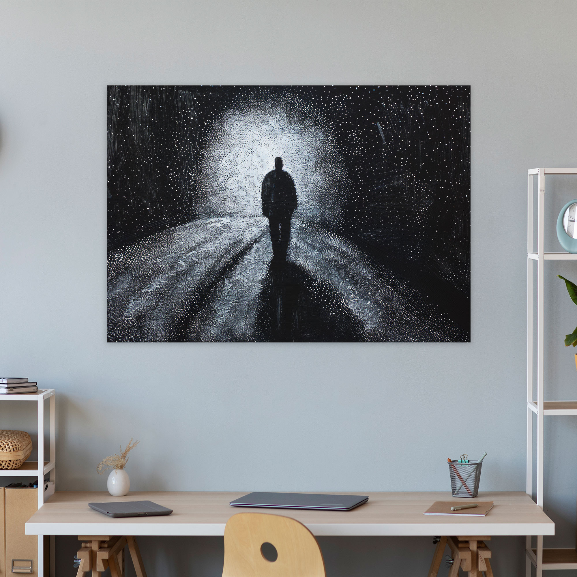 Pointillism Shadow Figure Wall Decoration - Pointillism, Shadow, Figure, Mysterious