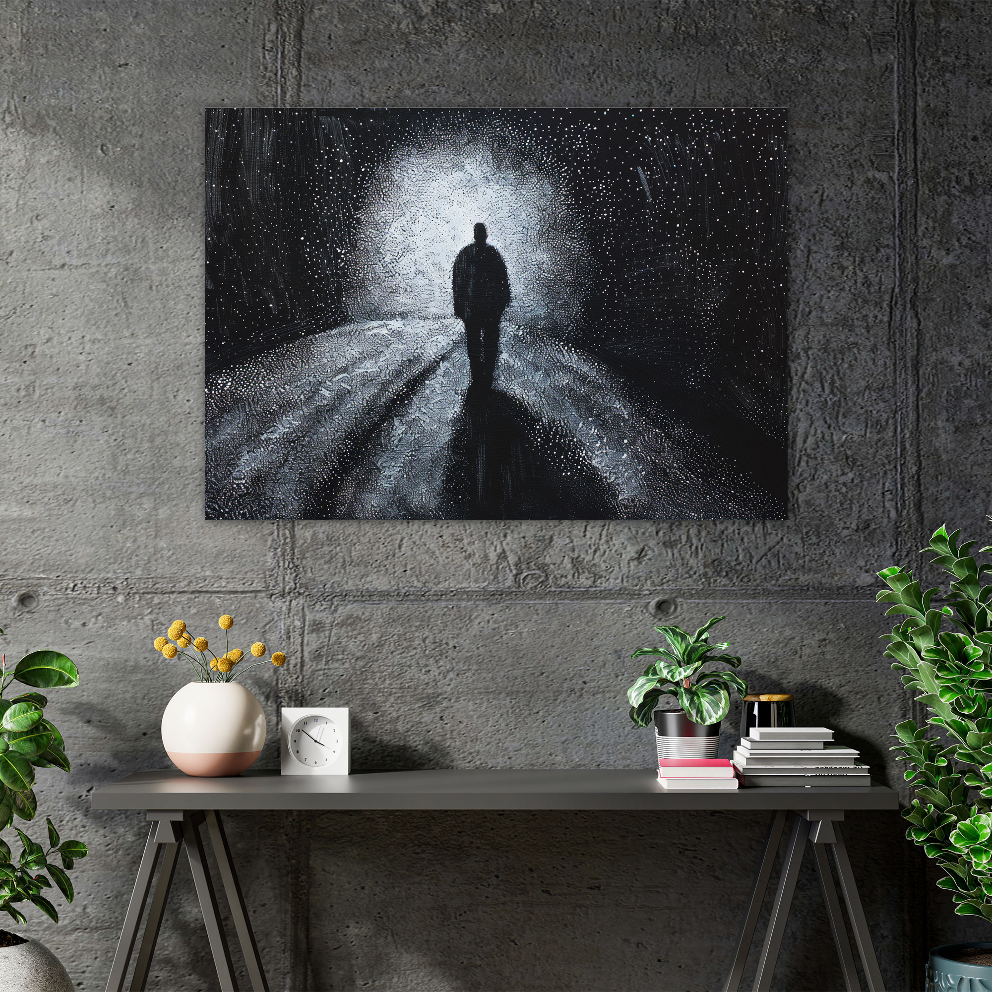 Pointillism Shadow Figure Wall Decoration - Pointillism, Shadow, Figure, Mysterious