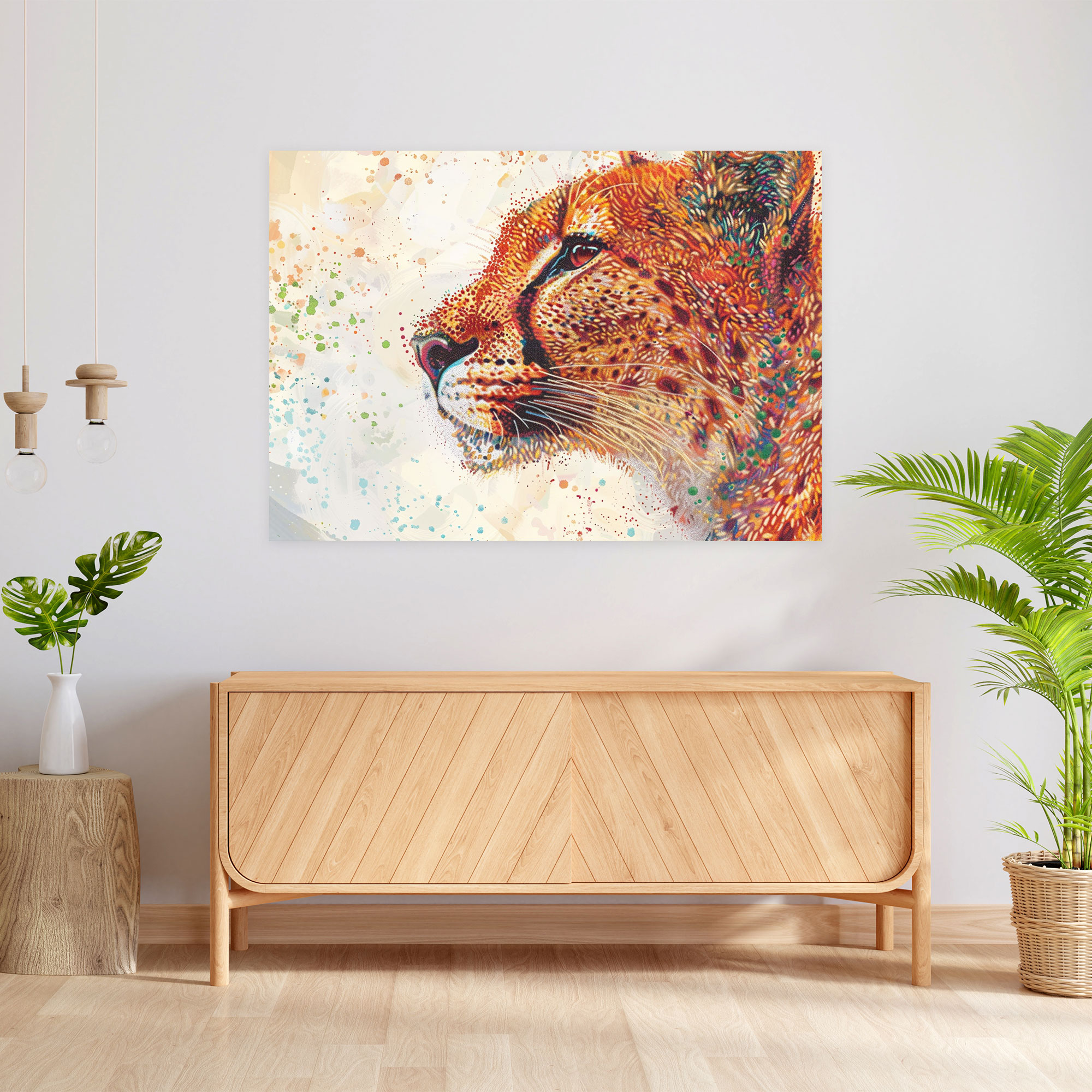 Pointillism Animal Portrait Canvas Print - Pointillism, Wall Art, Playful, Canvas