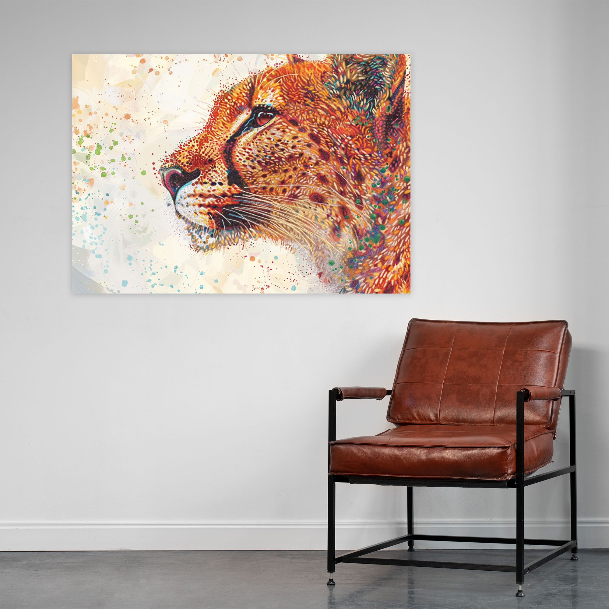Pointillism Animal Portrait Canvas Print - Pointillism, Wall Art, Playful, Canvas