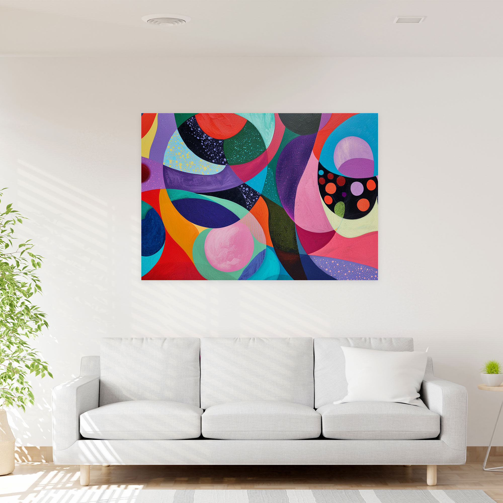 Pointillism Abstract Shapes Wall Art - Pointillism, Abstract, Bold, Canvas