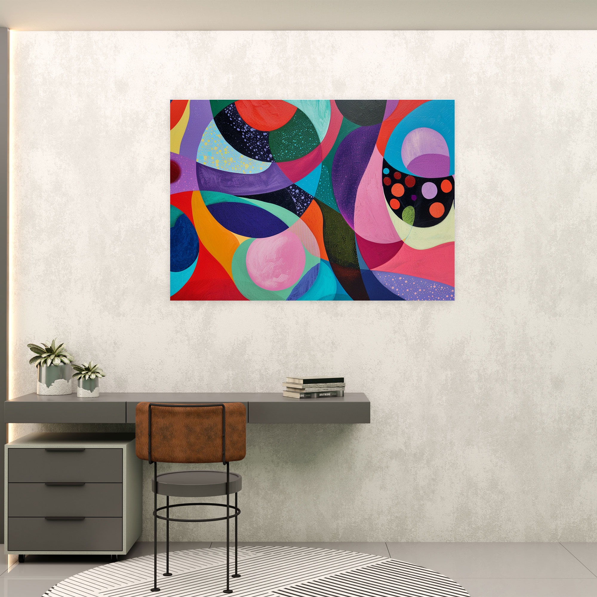 Pointillism Abstract Shapes Wall Art - Pointillism, Abstract, Bold, Canvas