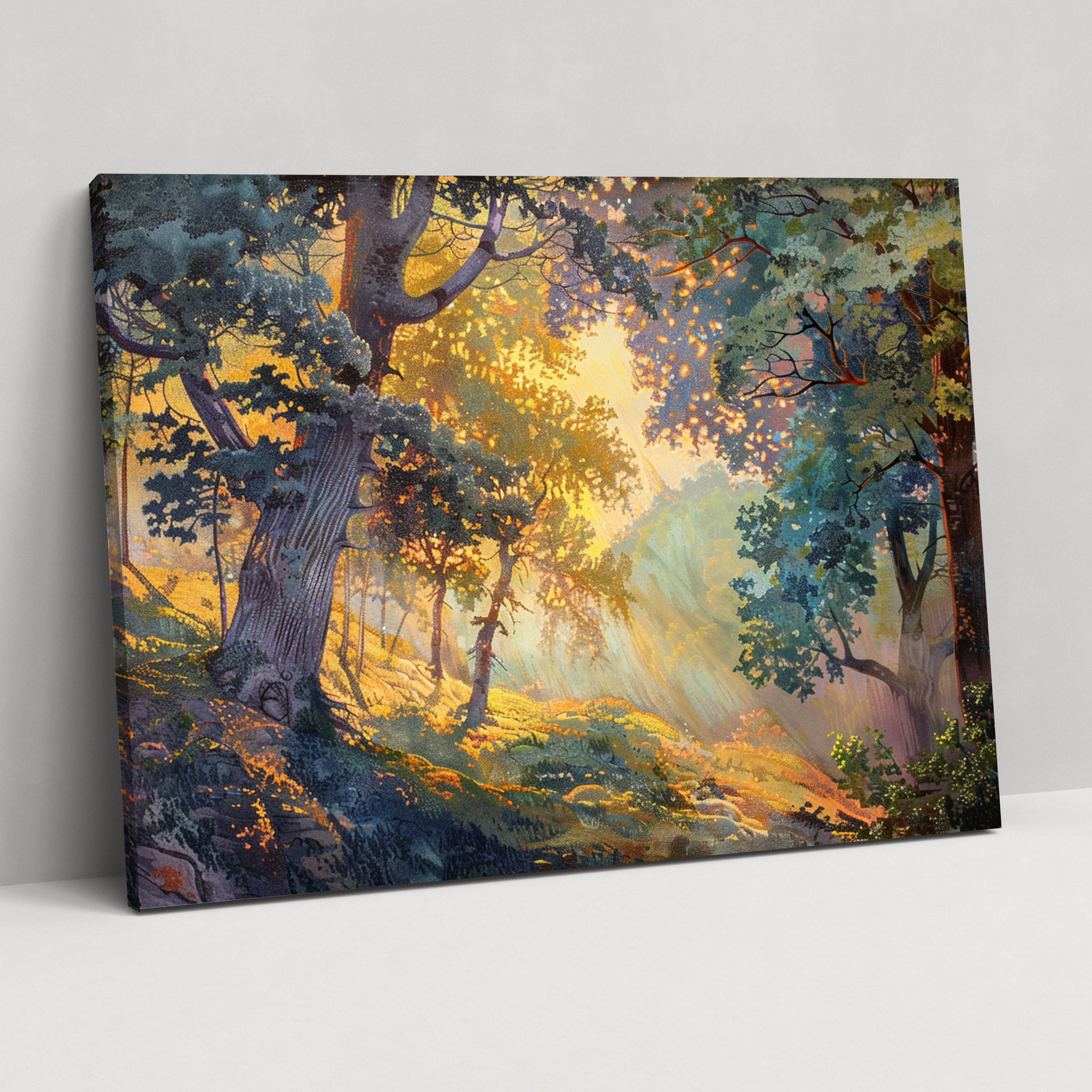 Pointillism Forest Landscape Wall Decoration - Pointillism, Canvas Wall Art, Landscape, Wall Decoration
