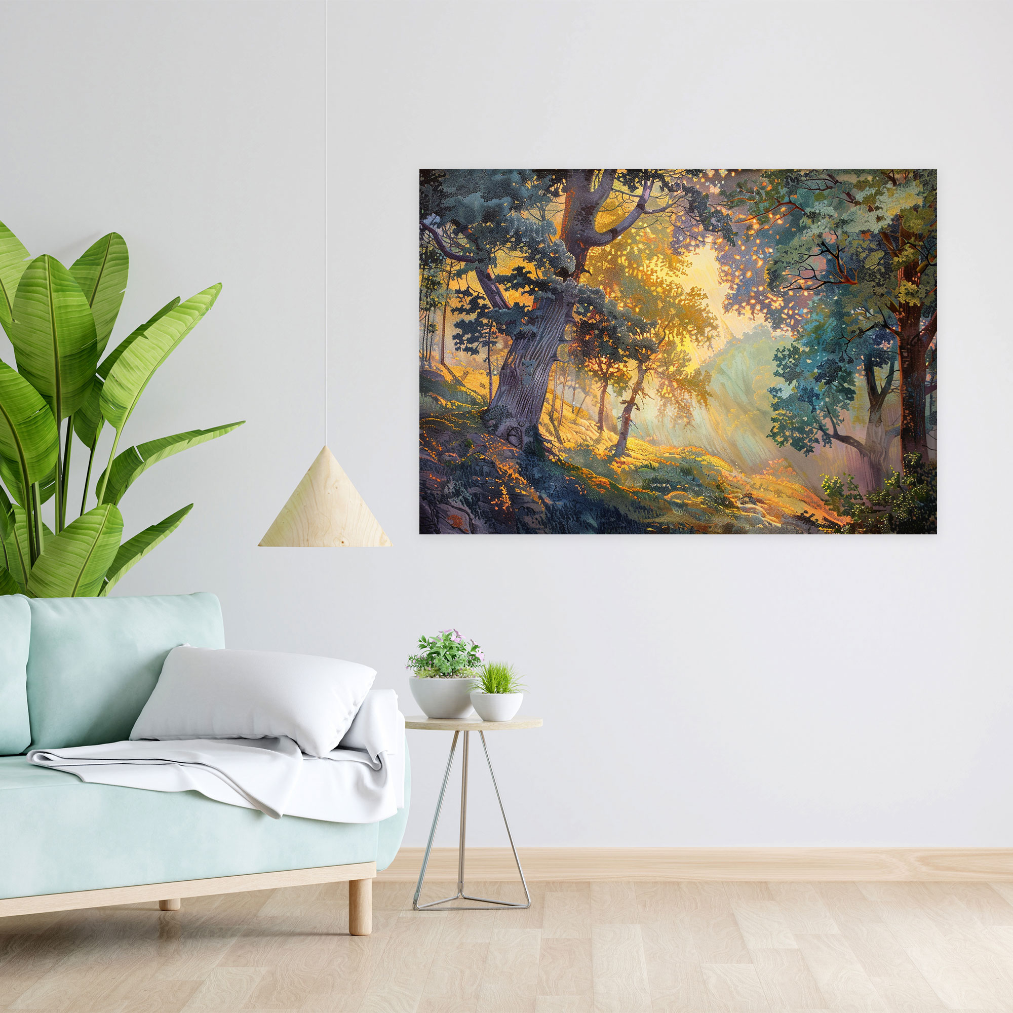 Pointillism Forest Landscape Wall Decoration - Pointillism, Canvas Wall Art, Landscape, Wall Decoration