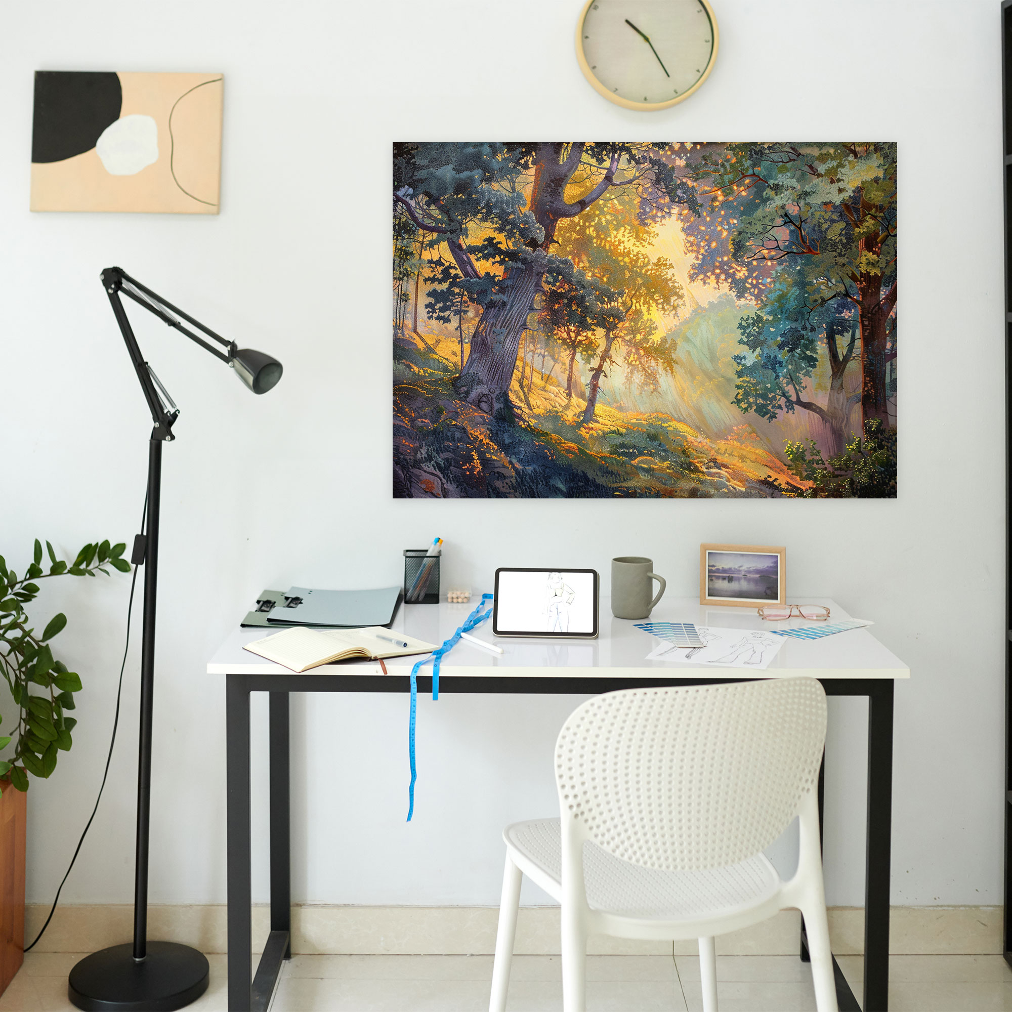Pointillism Forest Landscape Wall Decoration - Pointillism, Canvas Wall Art, Landscape, Wall Decoration
