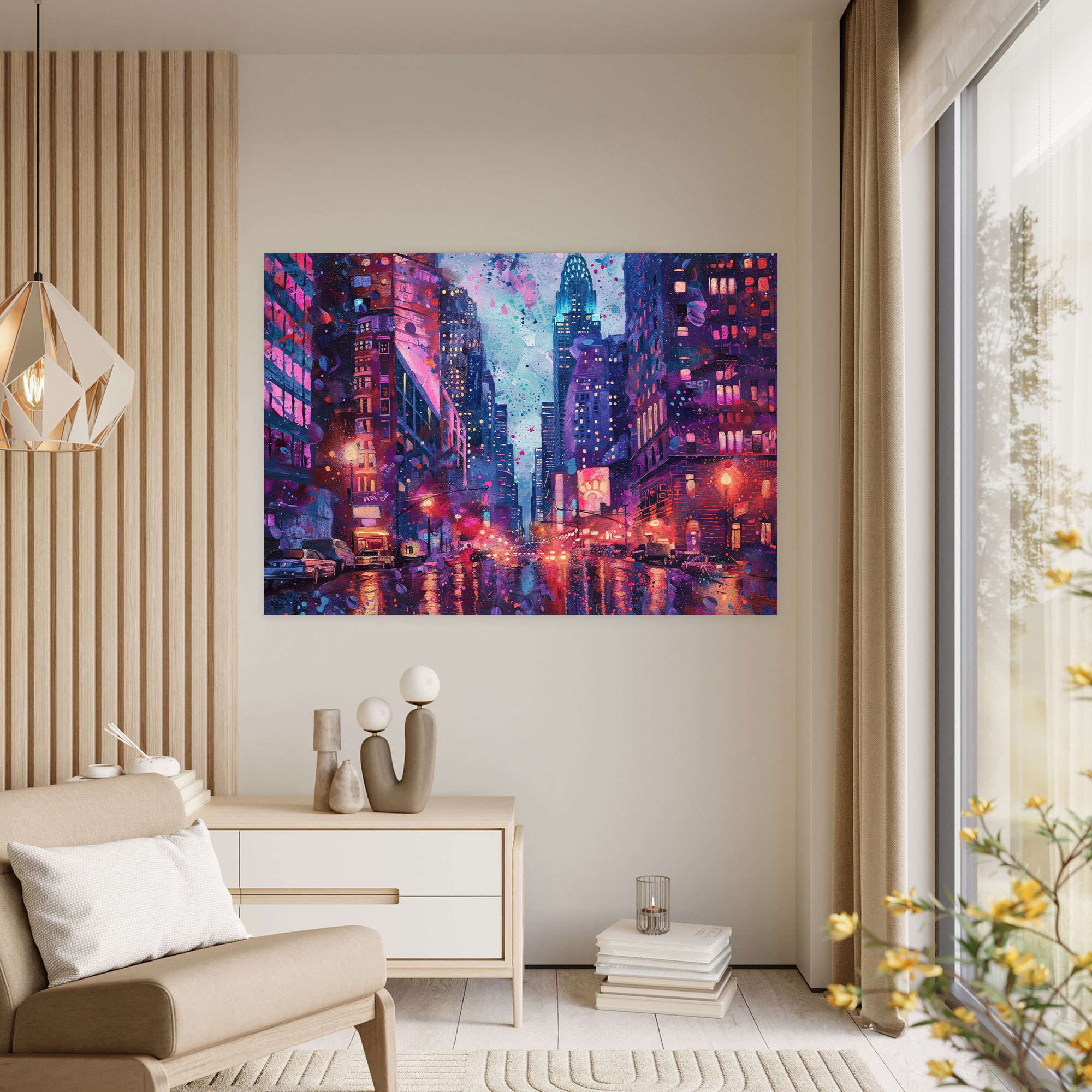 Pointillism Cityscape Canvas Print - Pointillism, Pointillism, Canvas Wall Art, Wall Decoration
