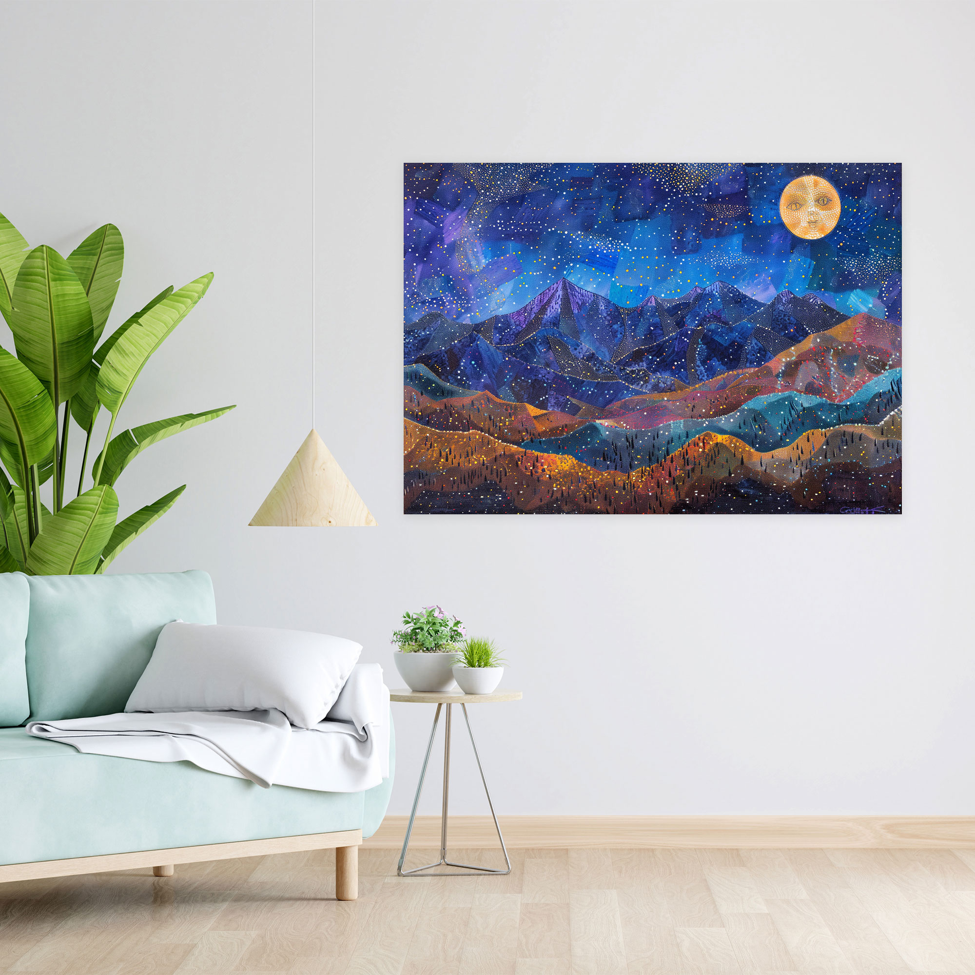 Pointillism Night Sky Wall Art - Pointillism, Wall Decoration, Home Decoration, Wall Art