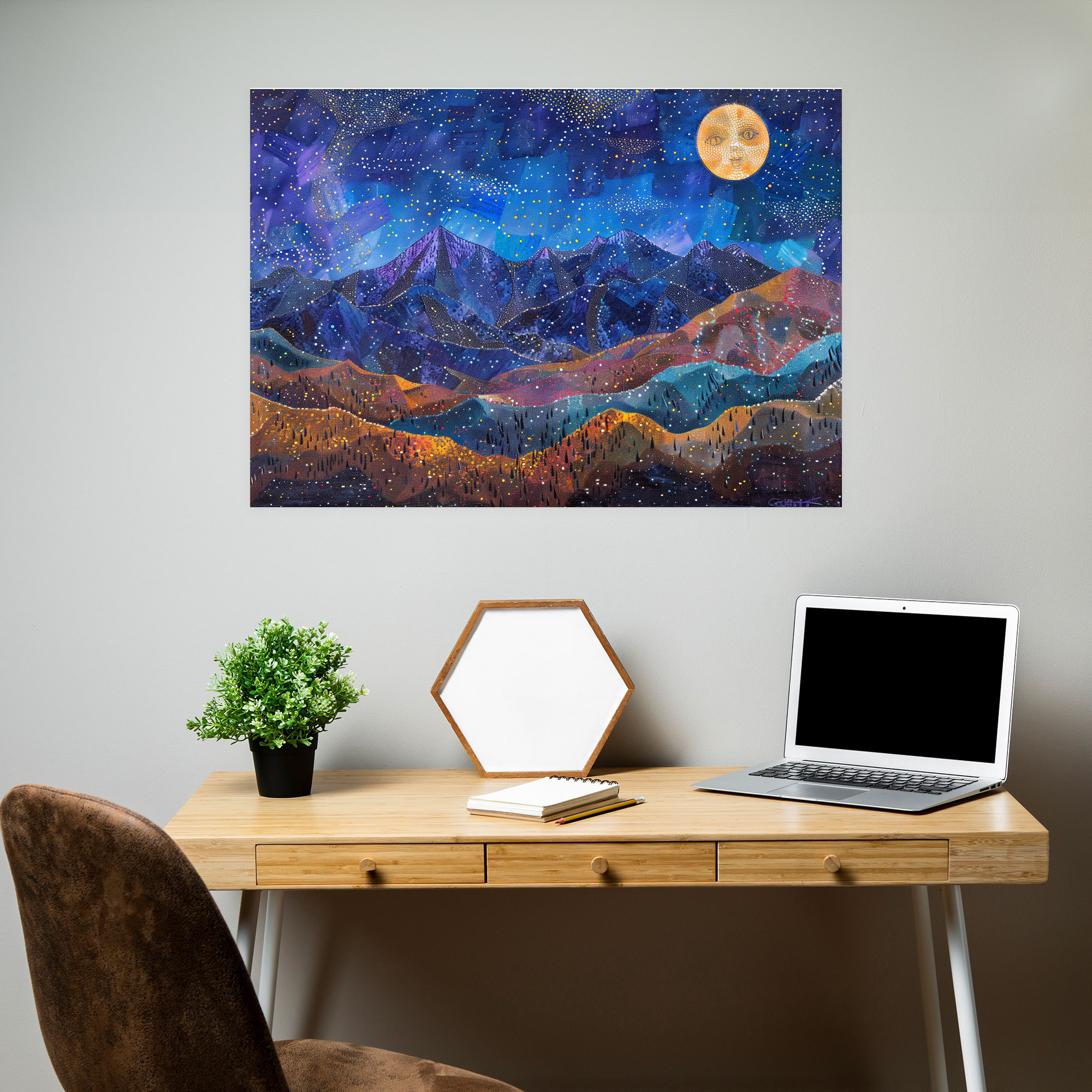 Pointillism Night Sky Wall Art - Pointillism, Wall Decoration, Home Decoration, Wall Art