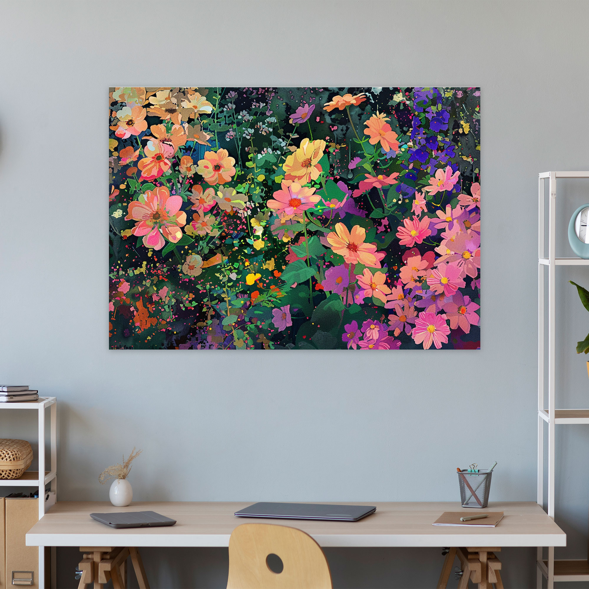 Pointillism Floral Garden Wall Art - Pointillism, Wall Art, Pointillism, Wall Decoration