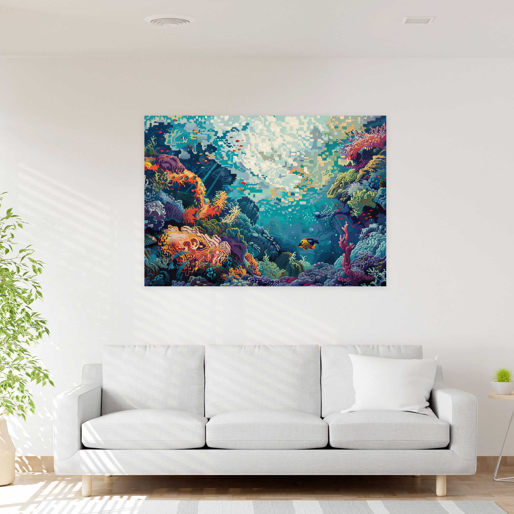 Underwater Pointillism Canvas Print - Pointillism, Wall Decoration, Canvas Wall Art, Canvas Print