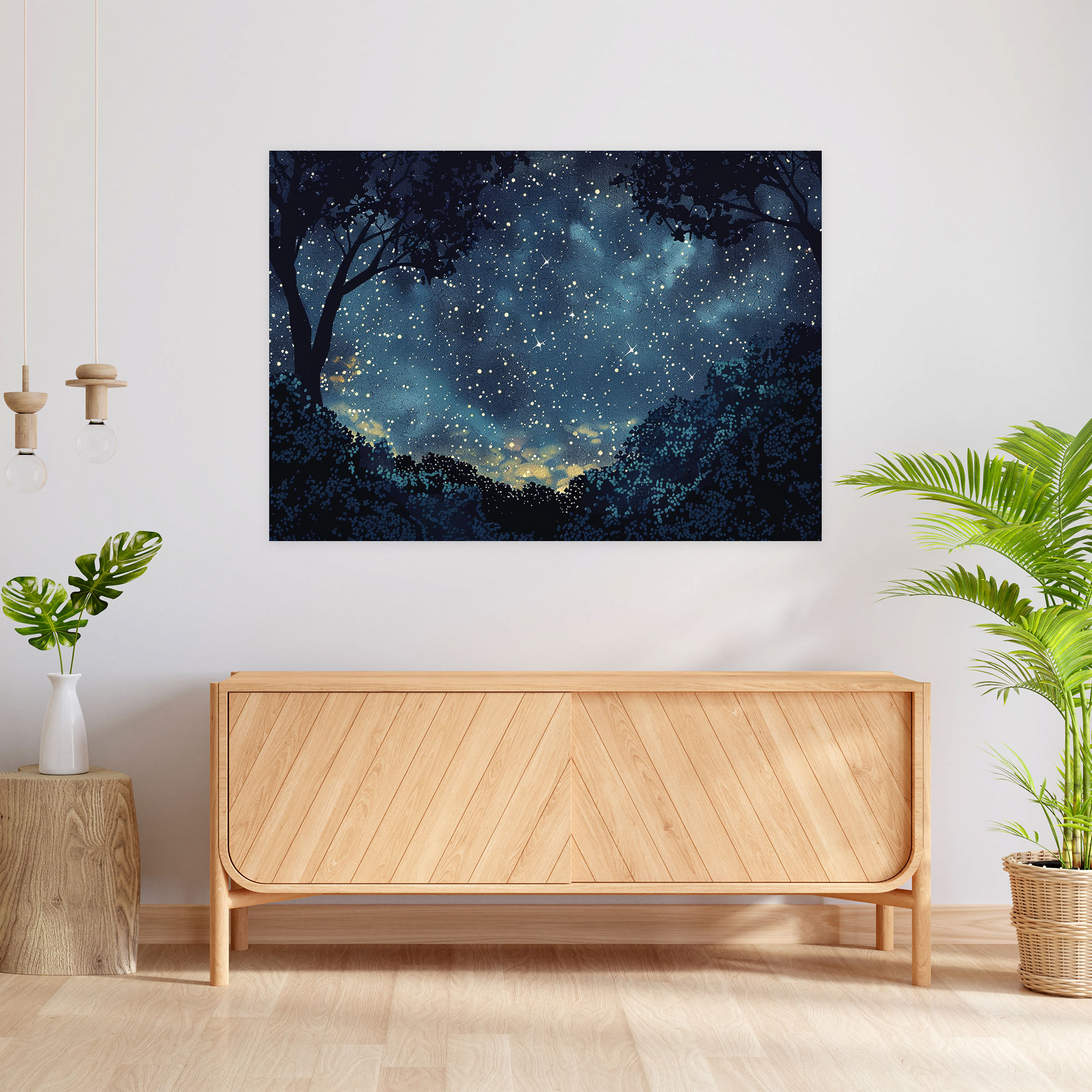 Starry Night Pointillism Wall Art - Pointillism, Pointillism, Canvas Wall Art, Wall Art