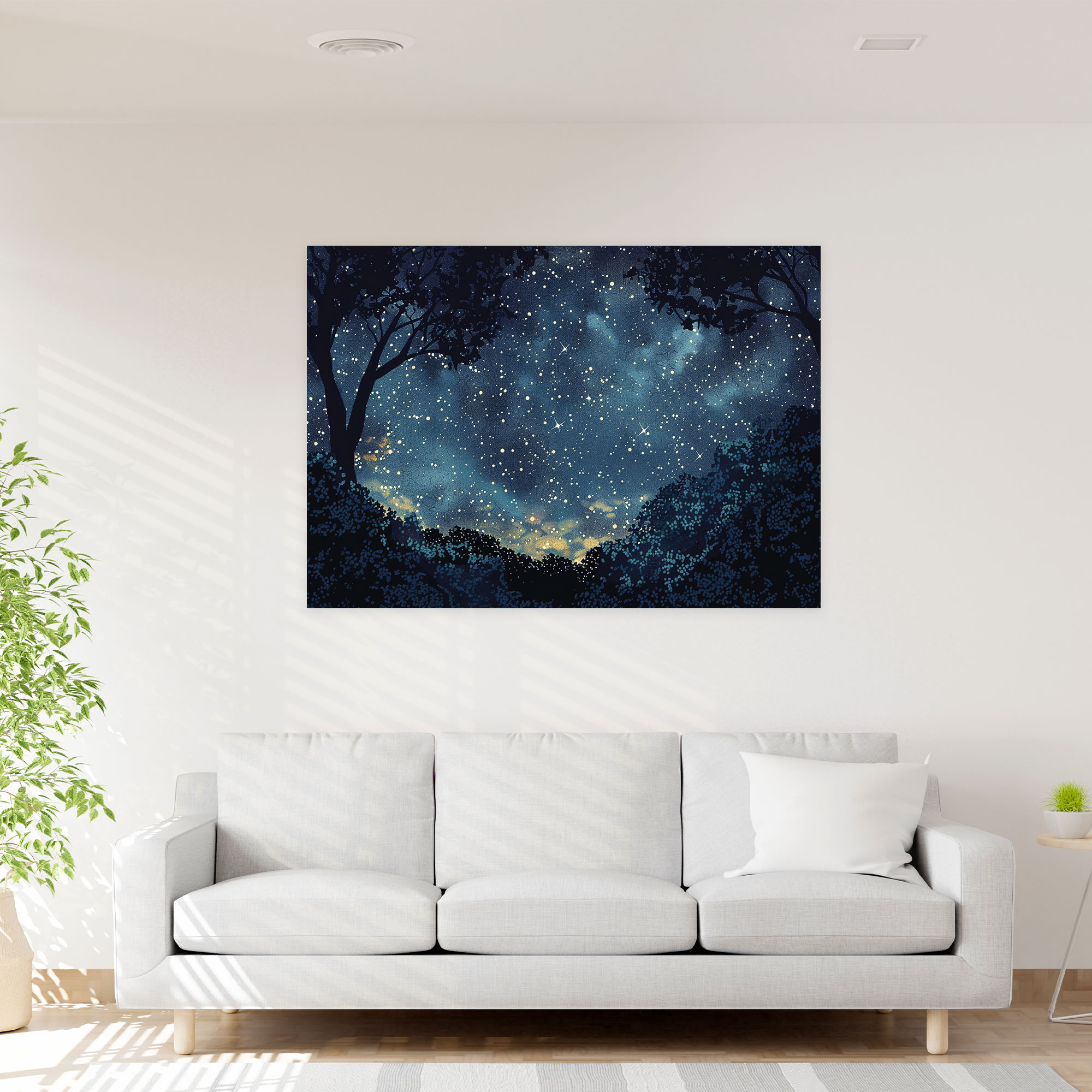 Starry Night Pointillism Wall Art - Pointillism, Pointillism, Canvas Wall Art, Wall Art