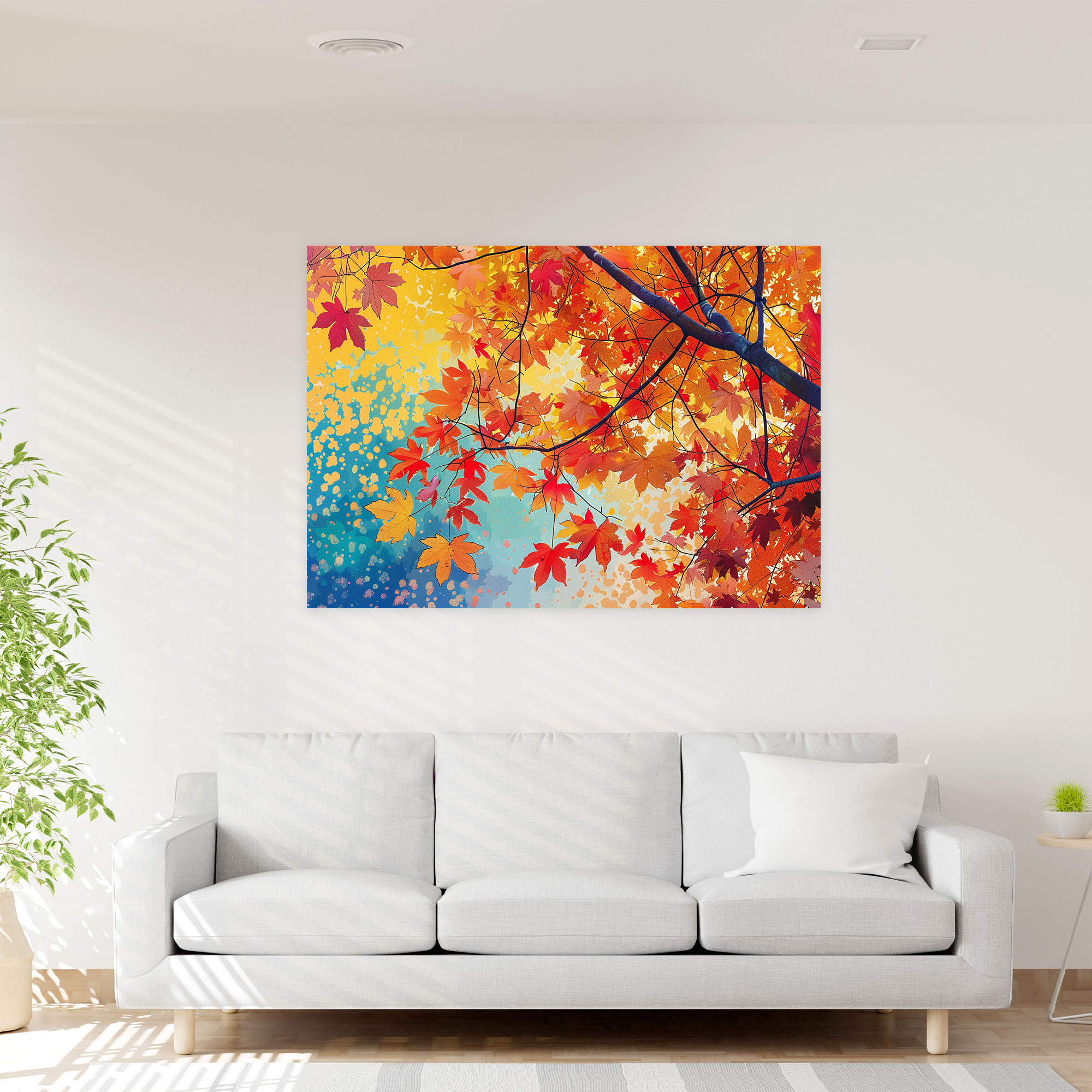 Autumn Foliage Pointillism Canvas Print - Pointillism, Pointillism, Canvas Wall Art, Canvas Print