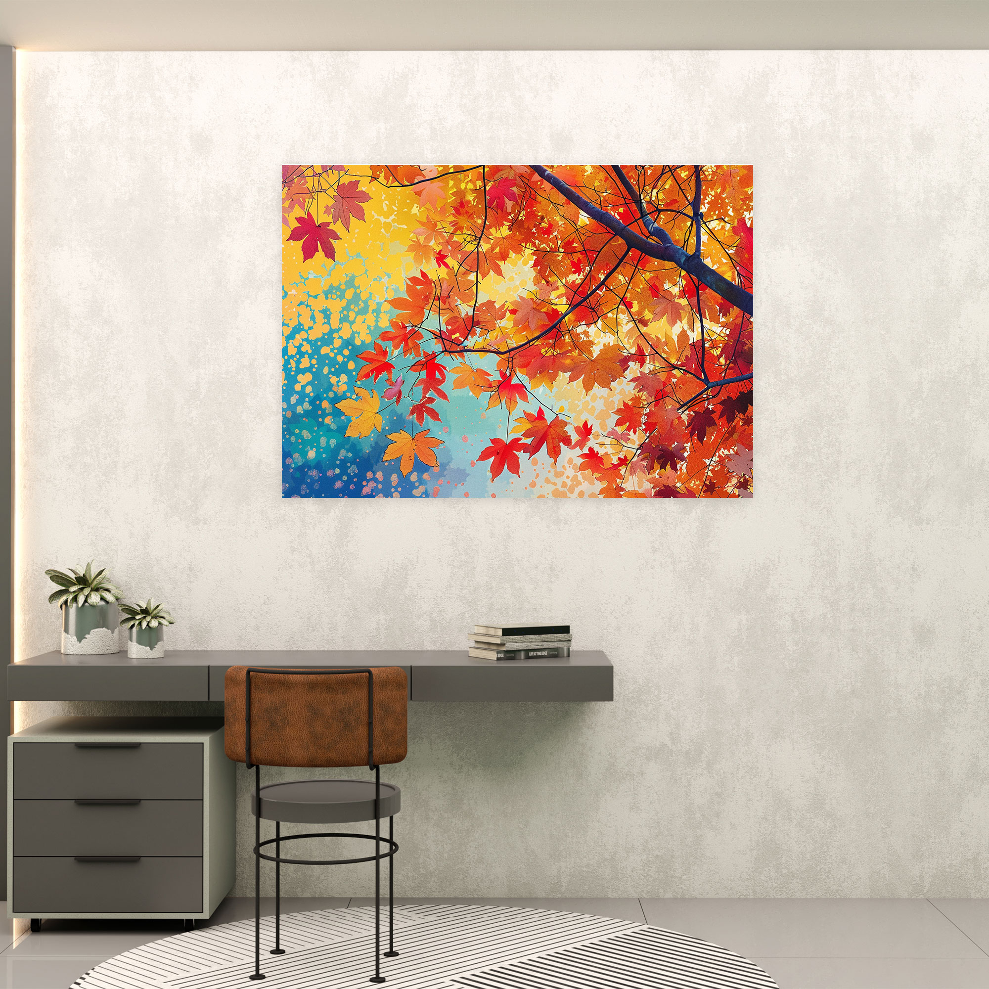 Autumn Foliage Pointillism Canvas Print - Pointillism, Pointillism, Canvas Wall Art, Canvas Print