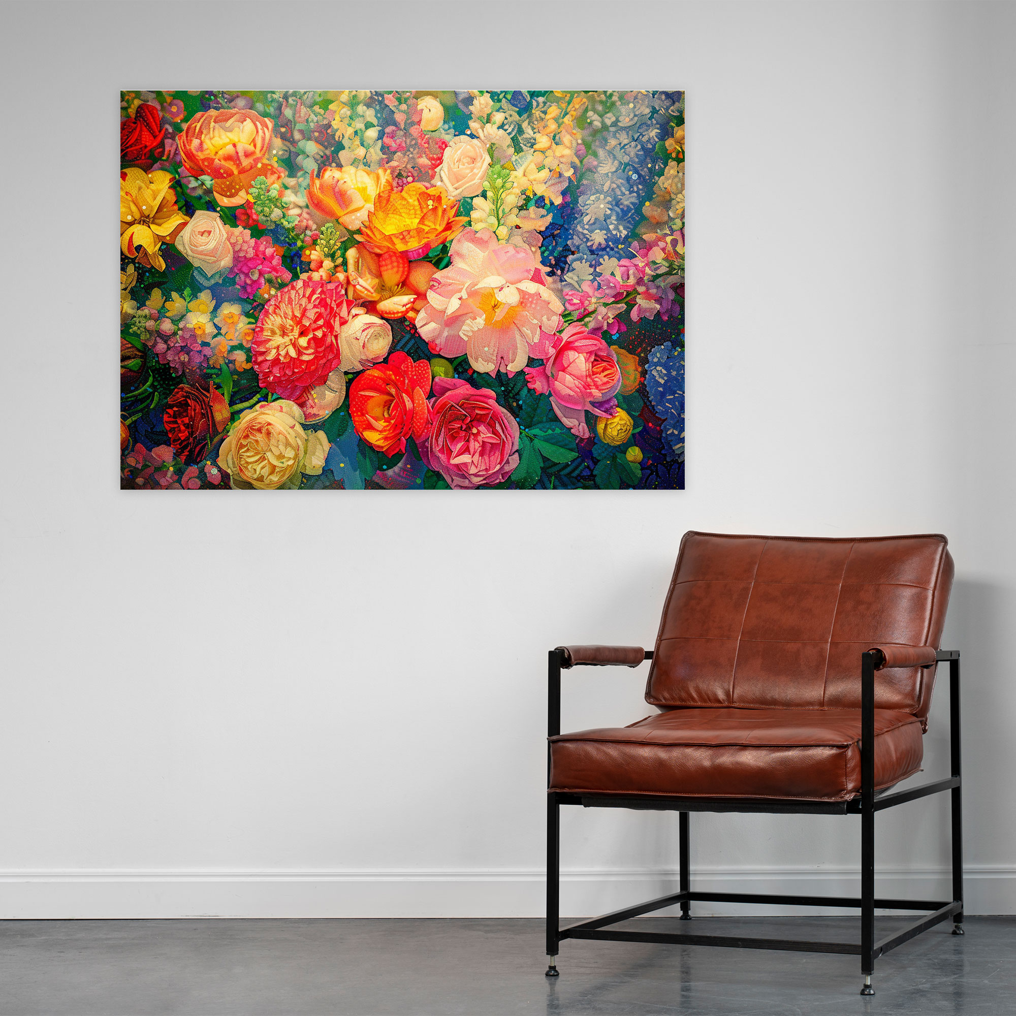 Pointillism Floral Canvas Print - Pointillism, Canvas Wall Art, Canvas, Pointillism