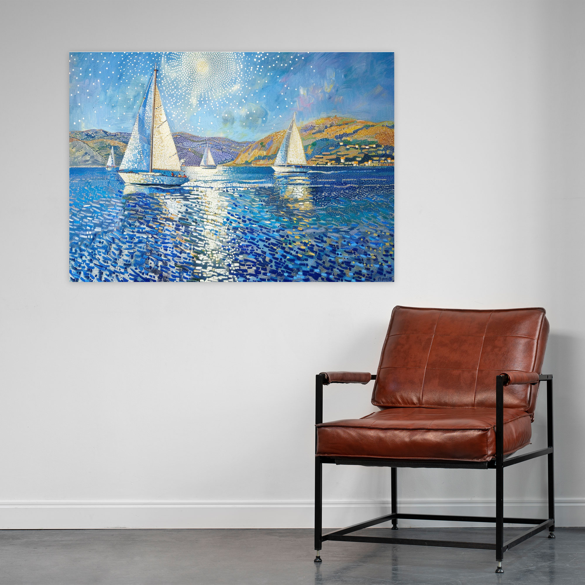 Pointillism Seascape Wall Art - Pointillism, Seascape, Canvas Print, Pointillism
