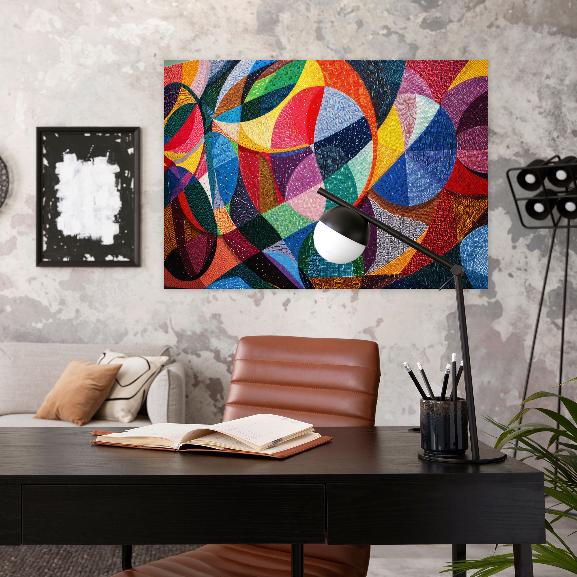 Pointillism Geometric Wall Decoration - Pointillism, Canvas Print, Wall Decoration, Modern