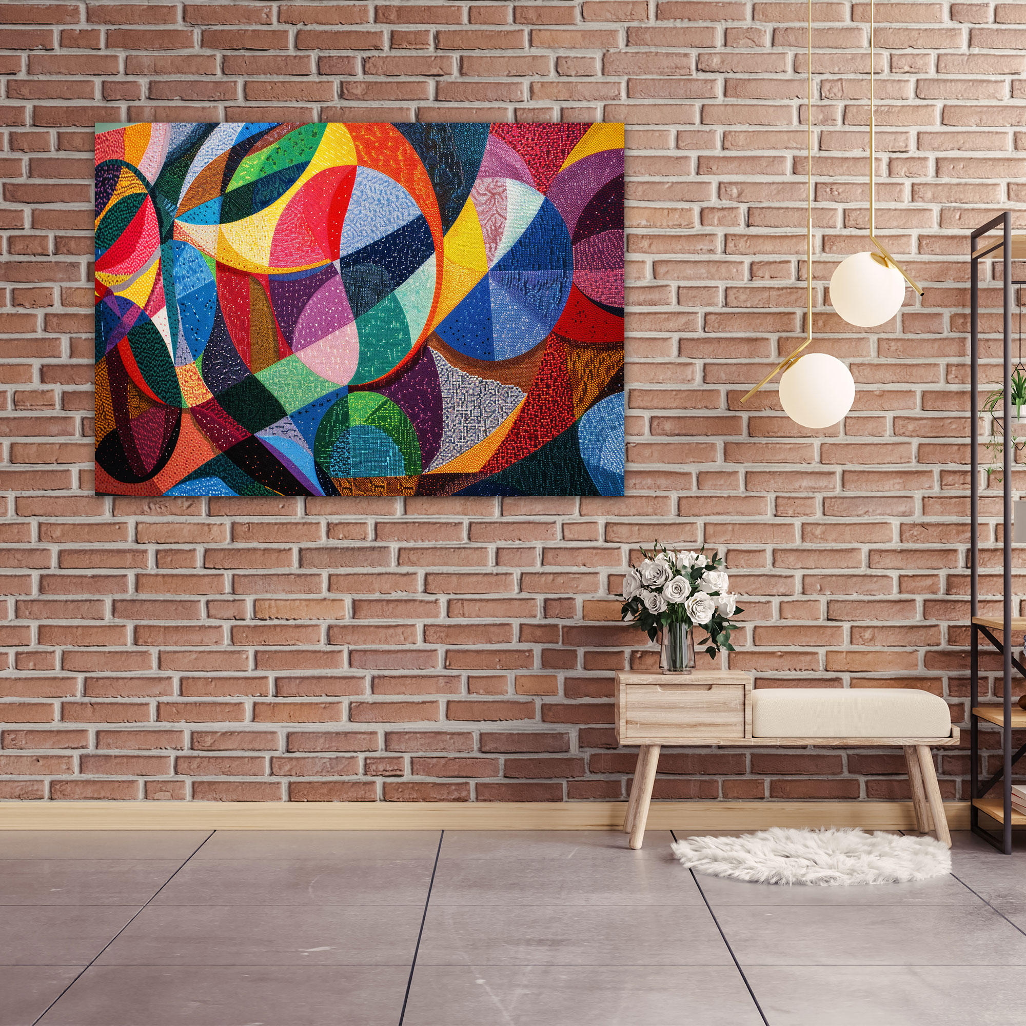 Pointillism Geometric Wall Decoration - Pointillism, Canvas Print, Wall Decoration, Modern