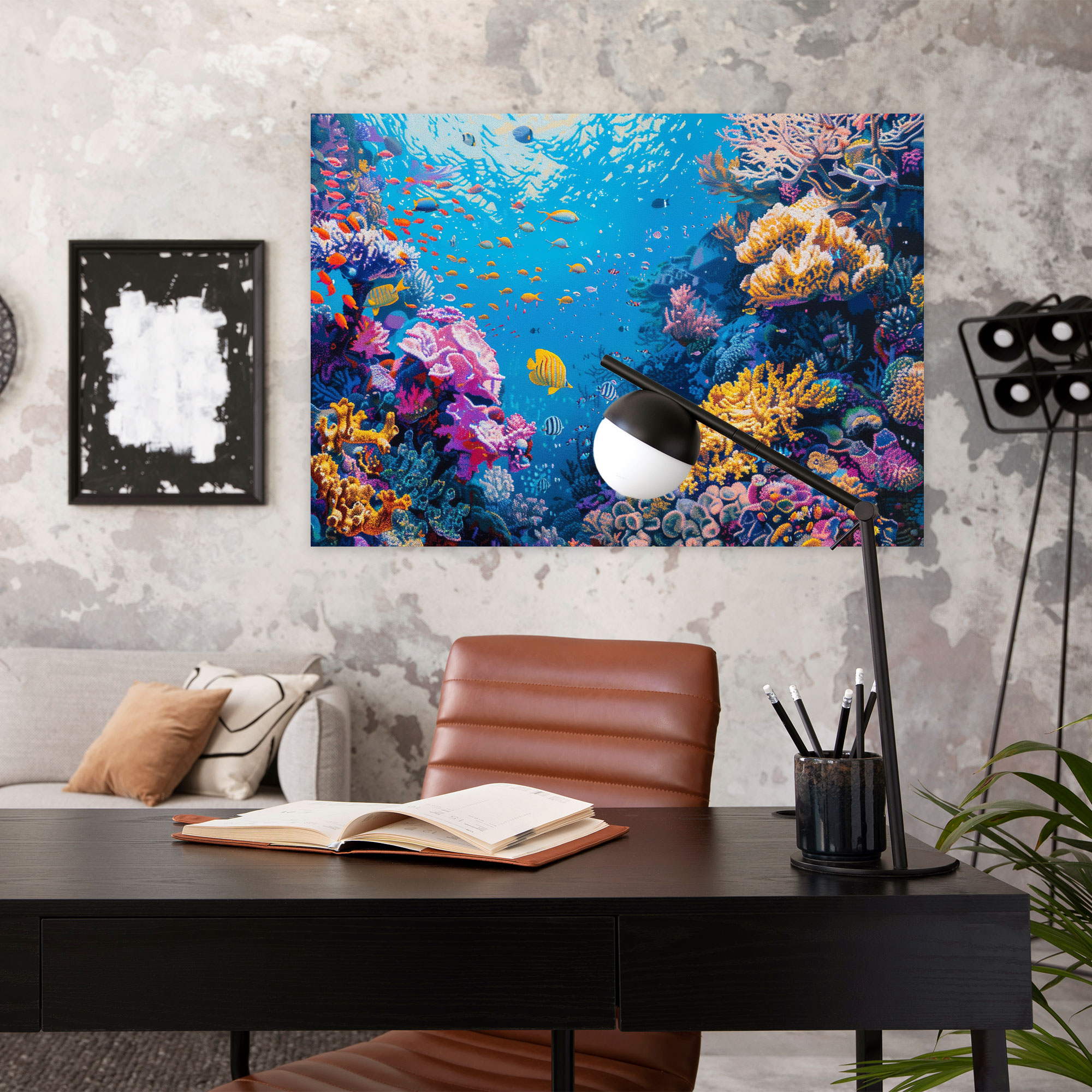 Pointillism Underwater World Canvas Print - Pointillism, Home Decoration, Canvas Print, Underwater World