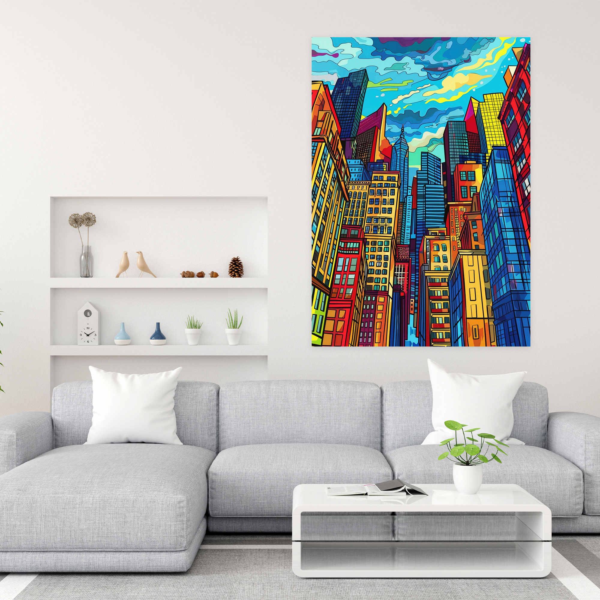 Popart Style Cityscape Canvas Print - Popart, Popart Style, Andy Warhol Style, Wall Decoration