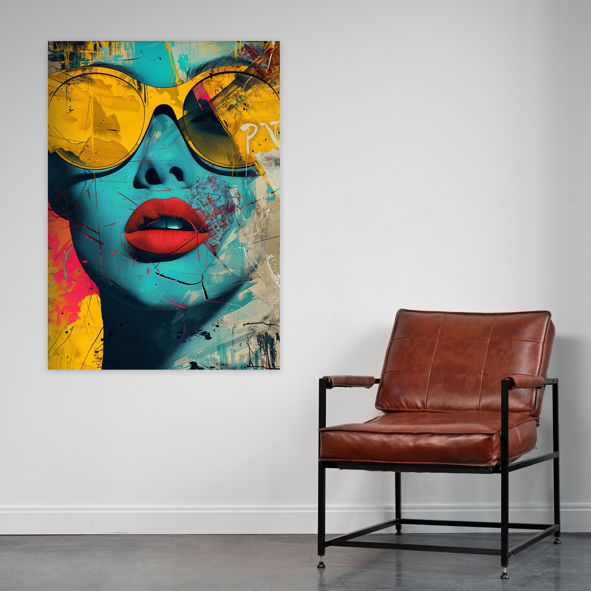 Popart Style Canvas Wall Art - Popart, Vivid Colors, Portrait, Abstract Shapes
