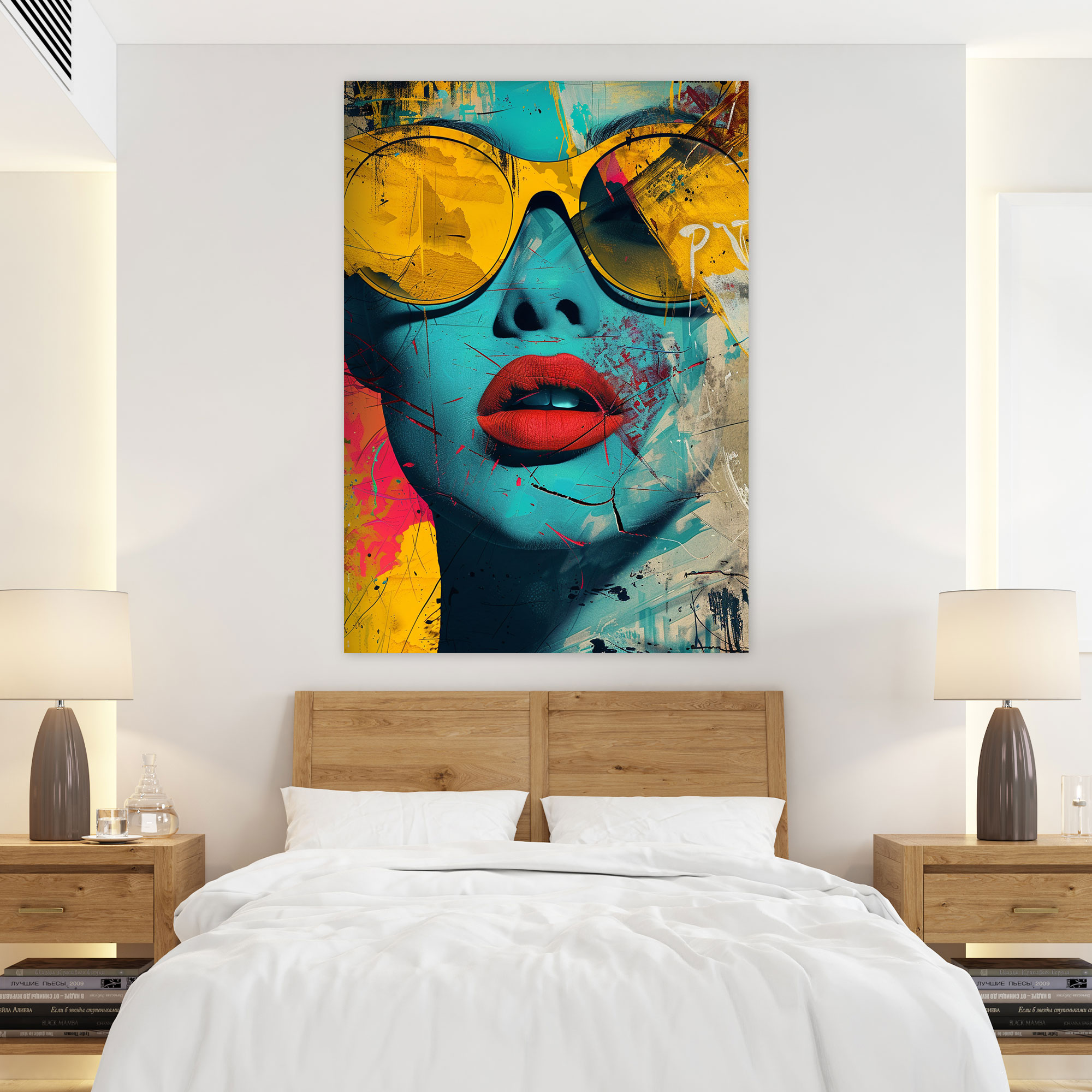 Popart Style Canvas Wall Art - Popart, Vivid Colors, Portrait, Abstract Shapes
