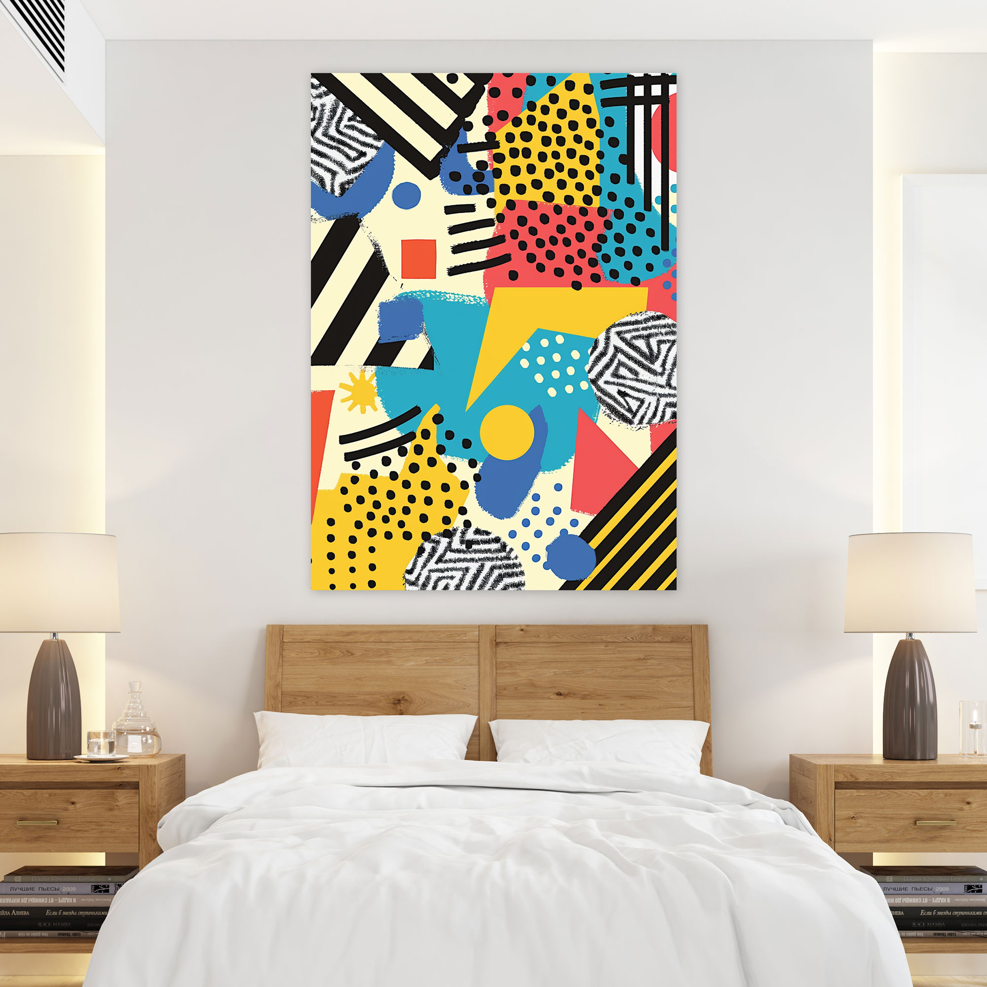 Popart Style Canvas Wall Decoration - Popart, Vibrant Colors, Popart Style, Geometric Shapes