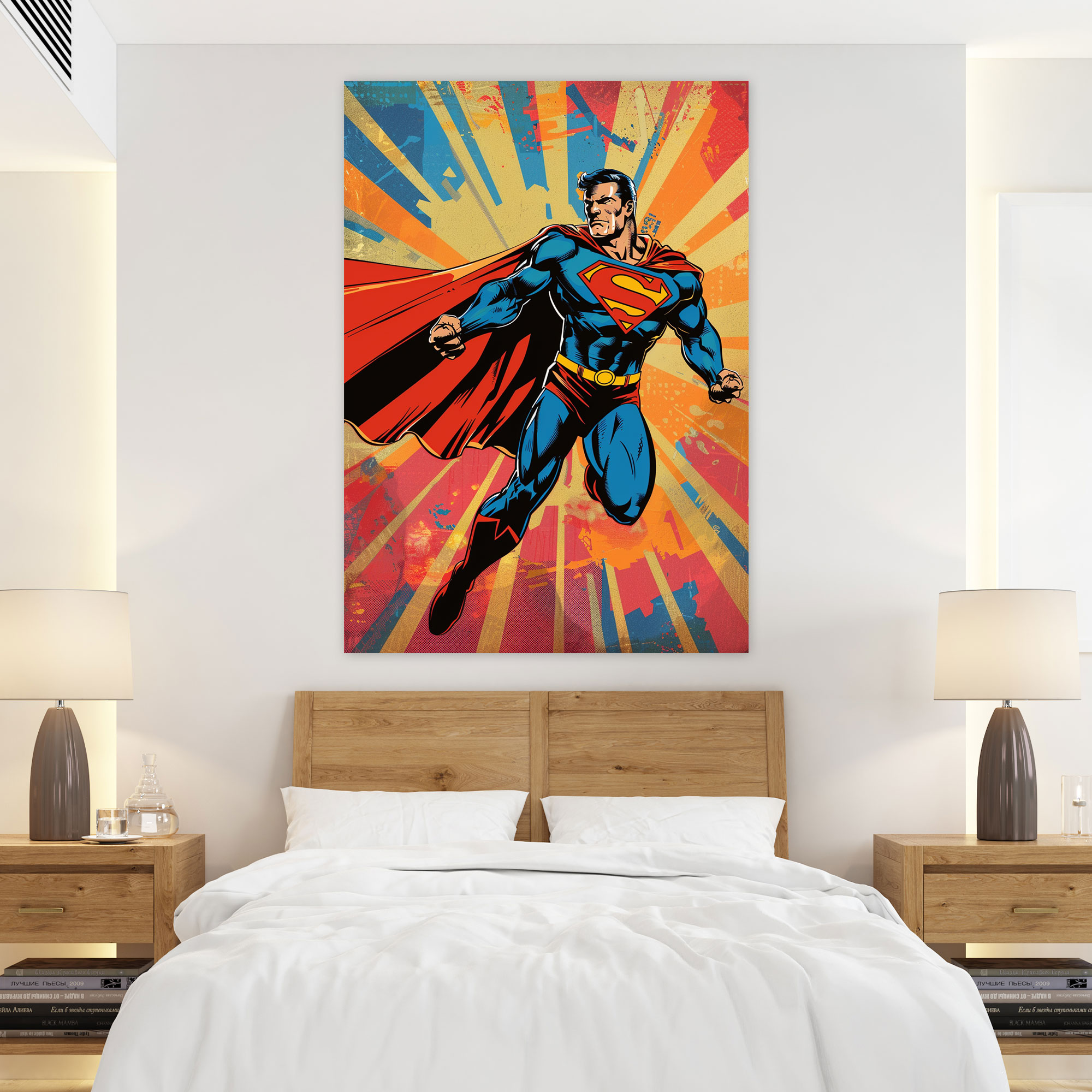 Popart Style Canvas Print: Superhero In Action Wall Art - Popart, Comic Book Style, Wall Art, Popart Style