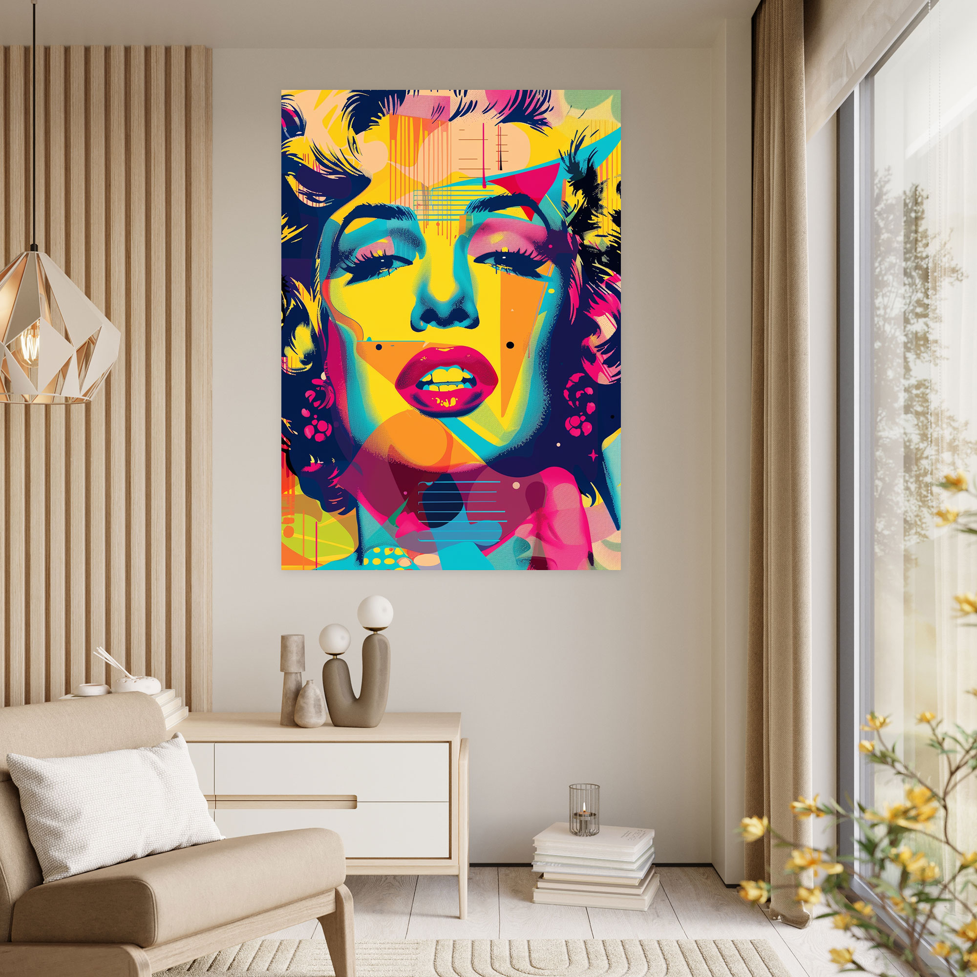 Popart Style Wall Decoration: Retro Pop Culture Icons Canvas Print - Popart, Popart Style, Canvas Print, Vibrant Colors