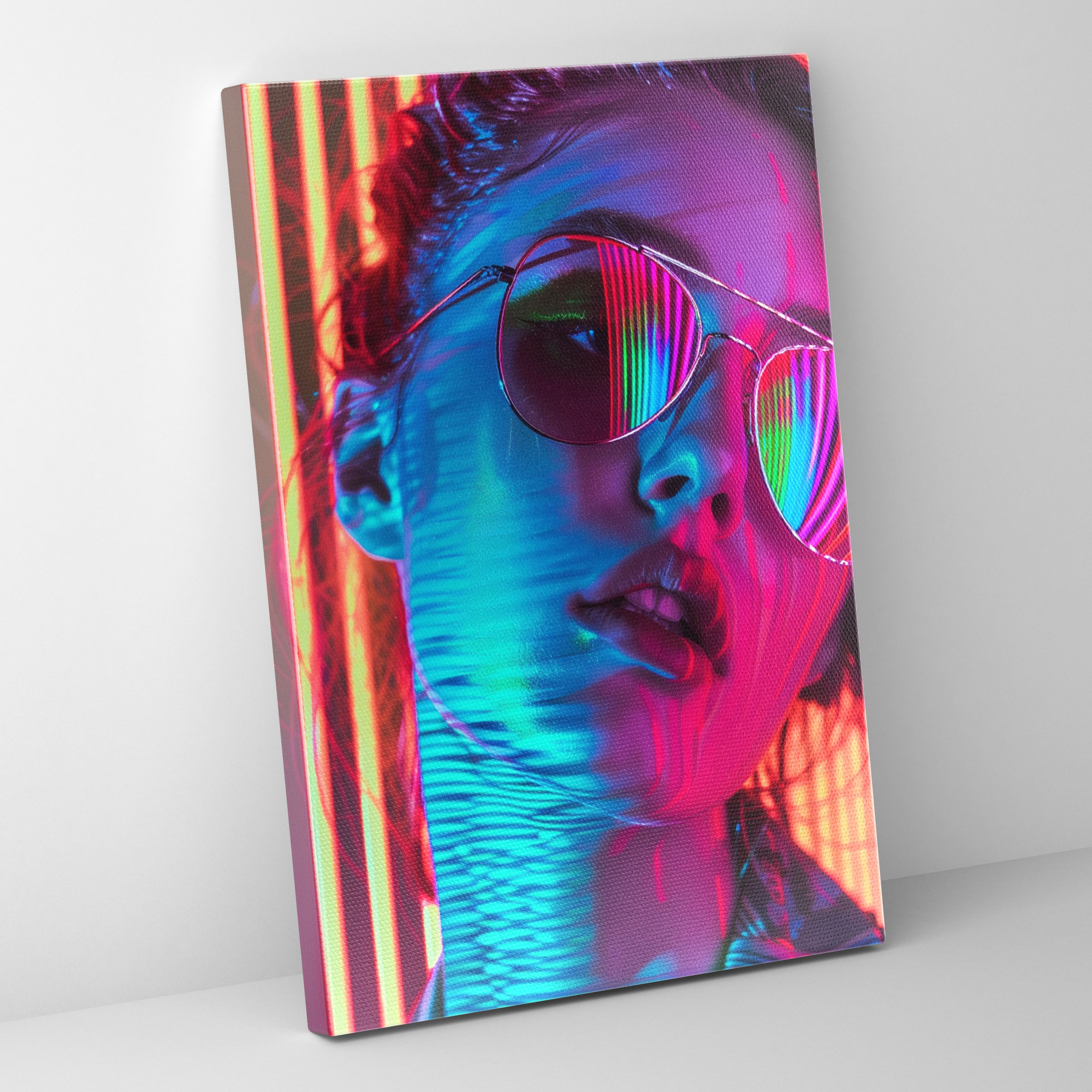 Popart Style Neon Typography Wall Art: Retro Vibe Canvas Print - Popart, Bold Typography, Wall Art, Neon Colors