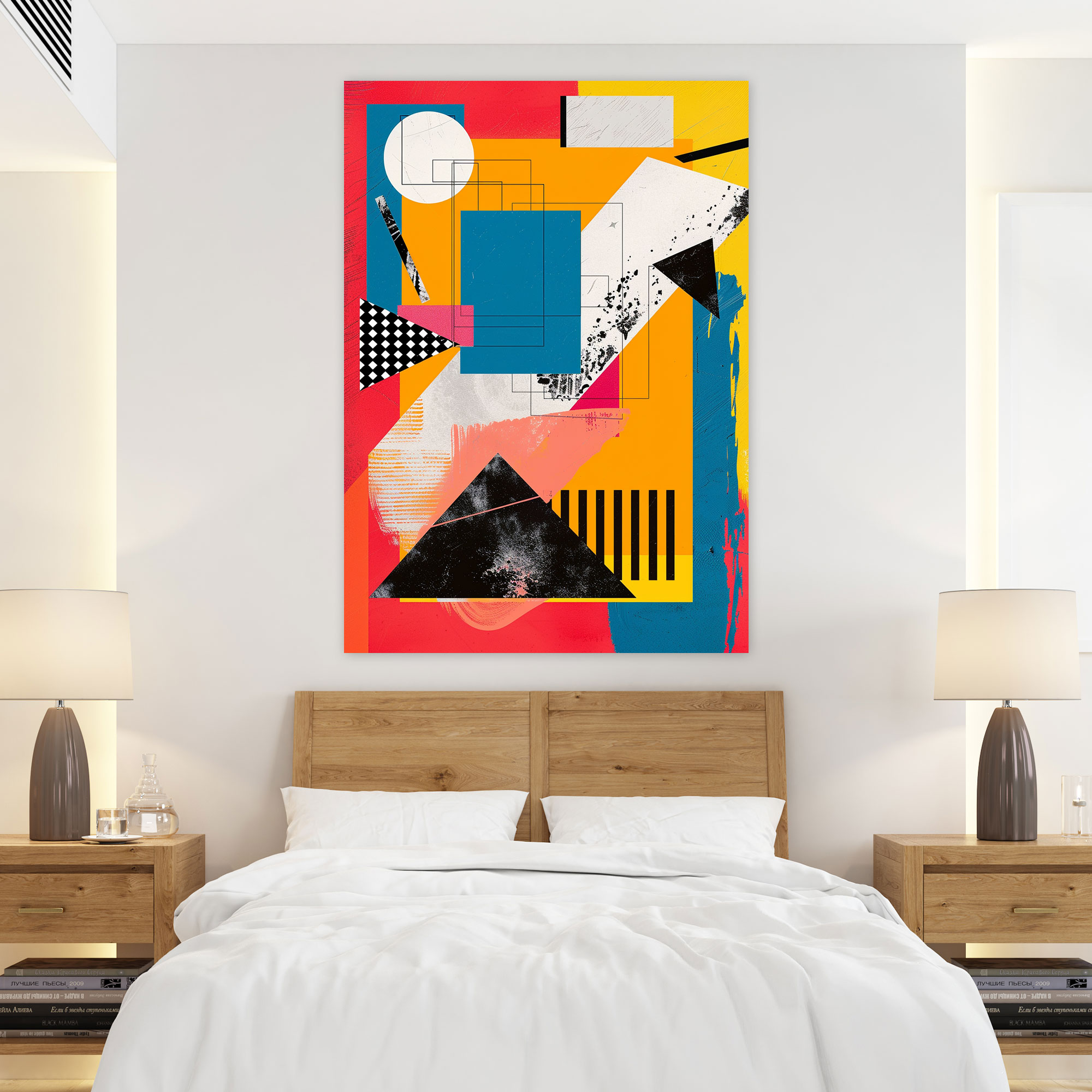 Popart Style Geometric Shapes Wall Art: Abstract Canvas Print - Popart, Wall Art, Bold Color Blocking, Home Decoration